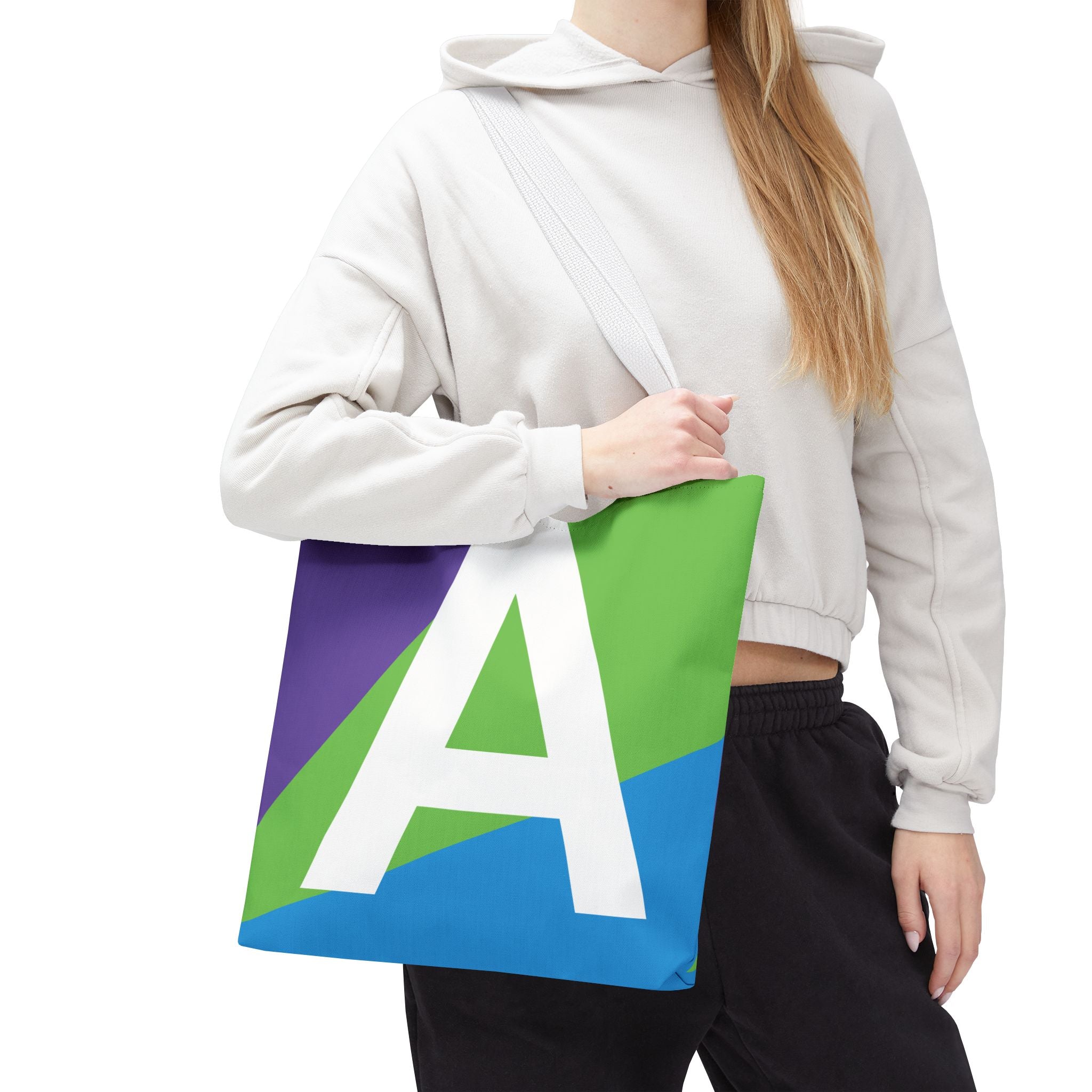 Monogram 'A' Colorblock Tote Bag — Personalized Initial A Shoulder Tote
