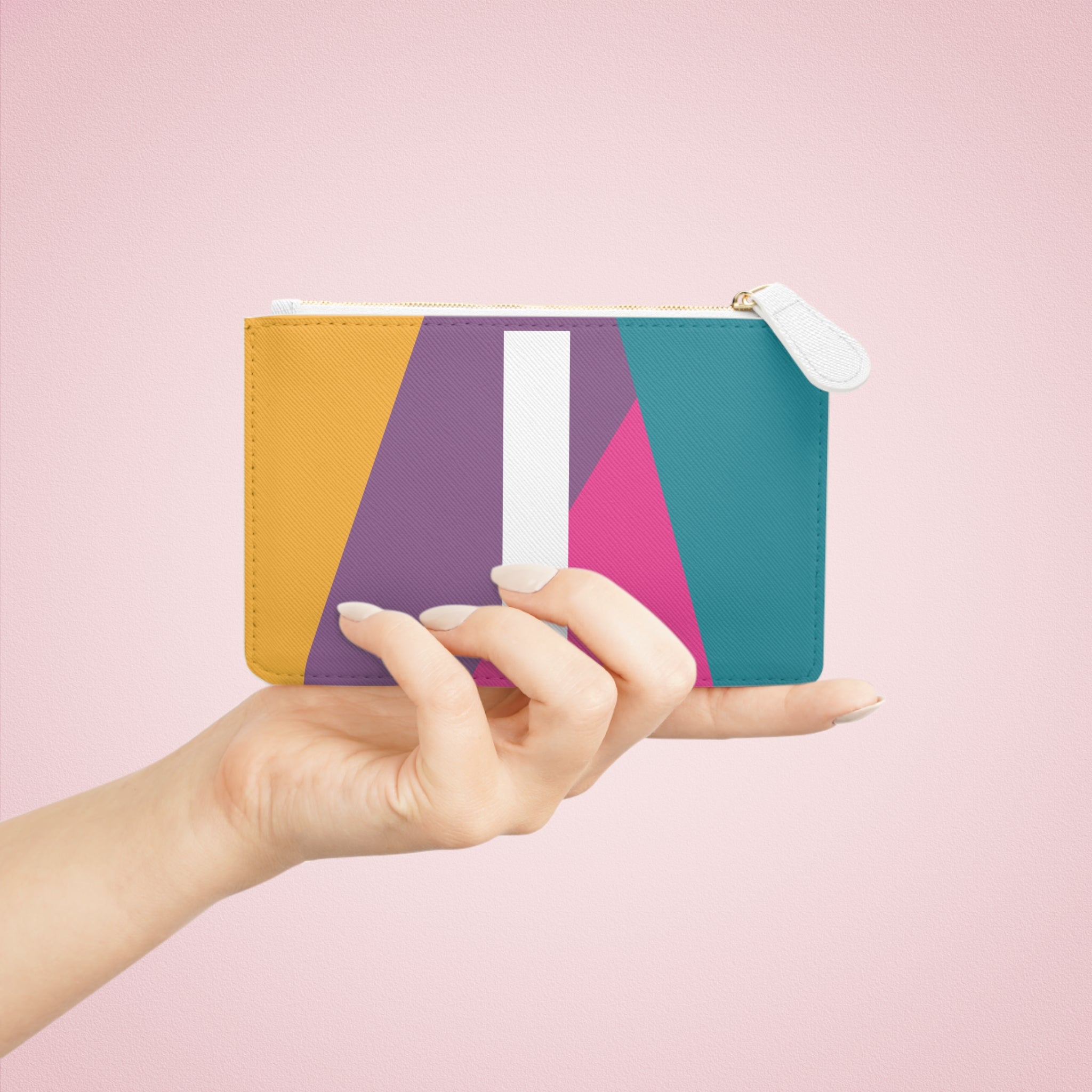 Initial I Mini Clutch — Colorblock Monogram Wristlet Wallet