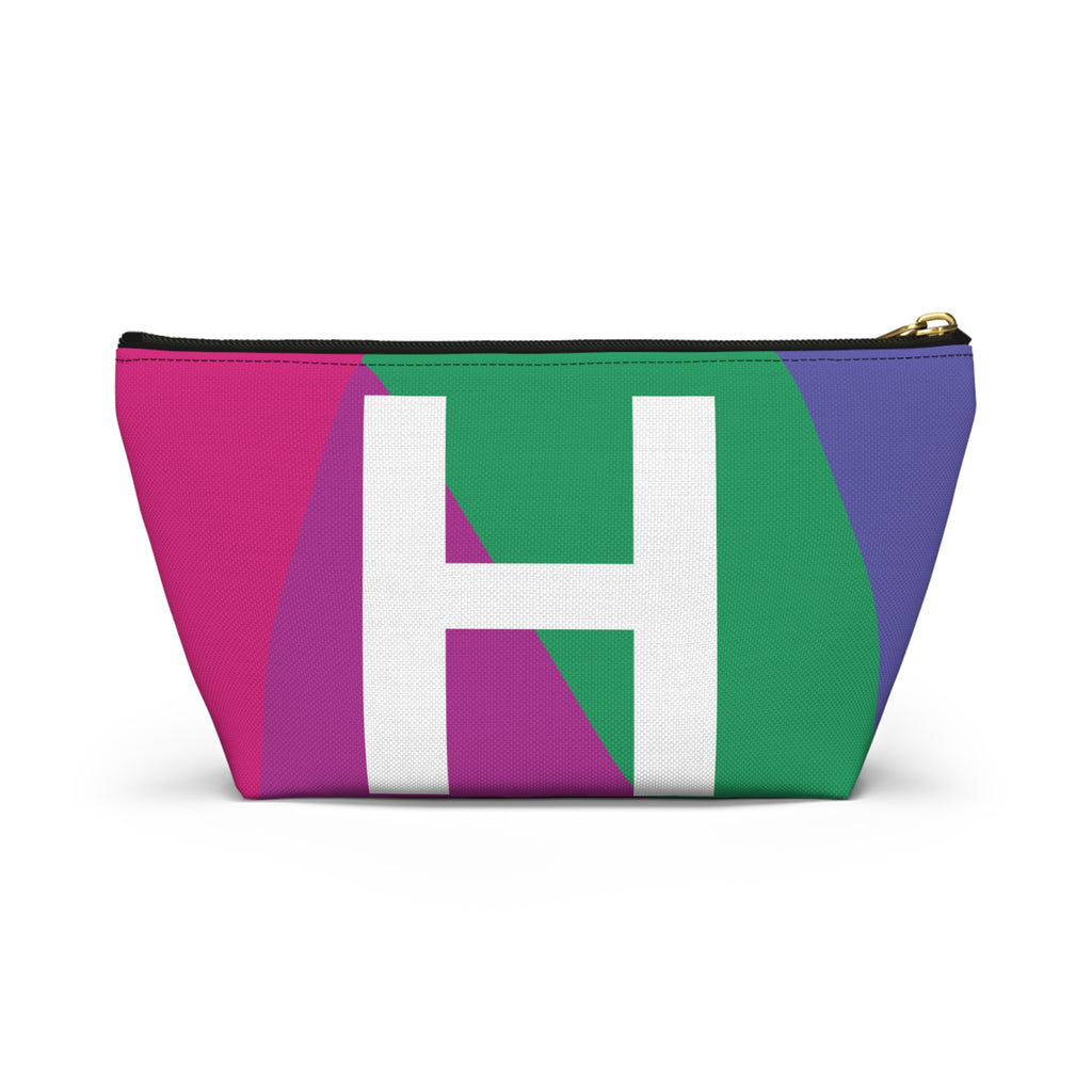 Initials Colorblock Accessory Pouch — Monogram H T-Bottom Cosmetic Bag