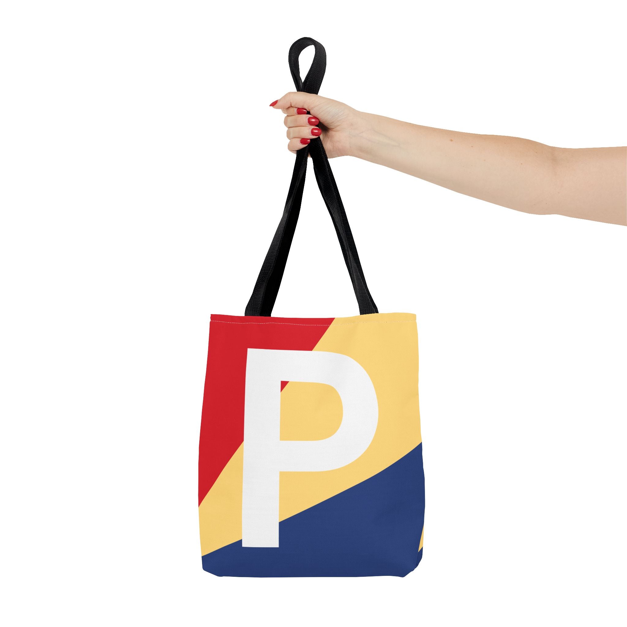 Monogram 'P' Colorblock Tote Bag — Personalized Initial P Shoulder Tote