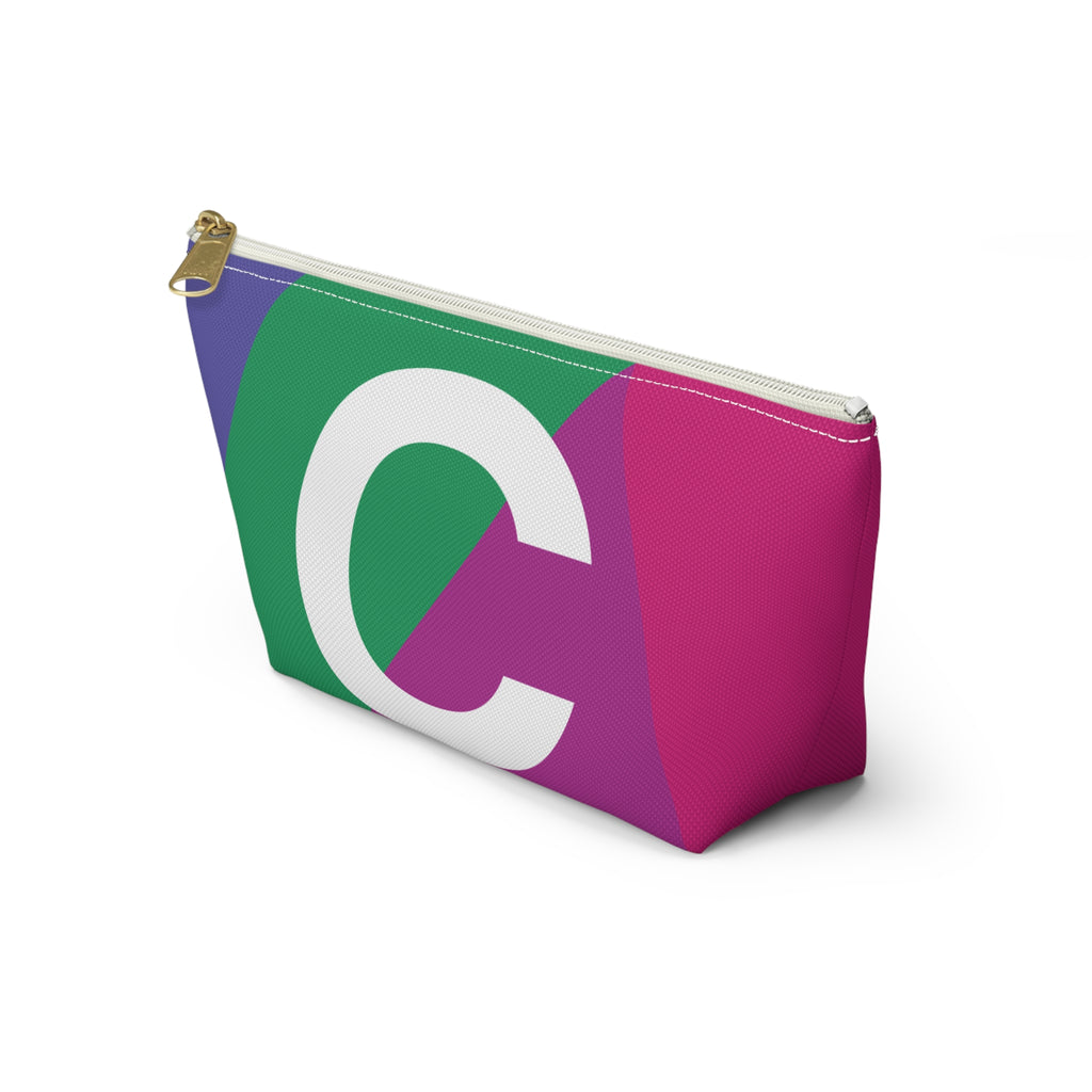 Initials Colorblock Accessory Pouch — Monogram C T-Bottom Cosmetic Bag
