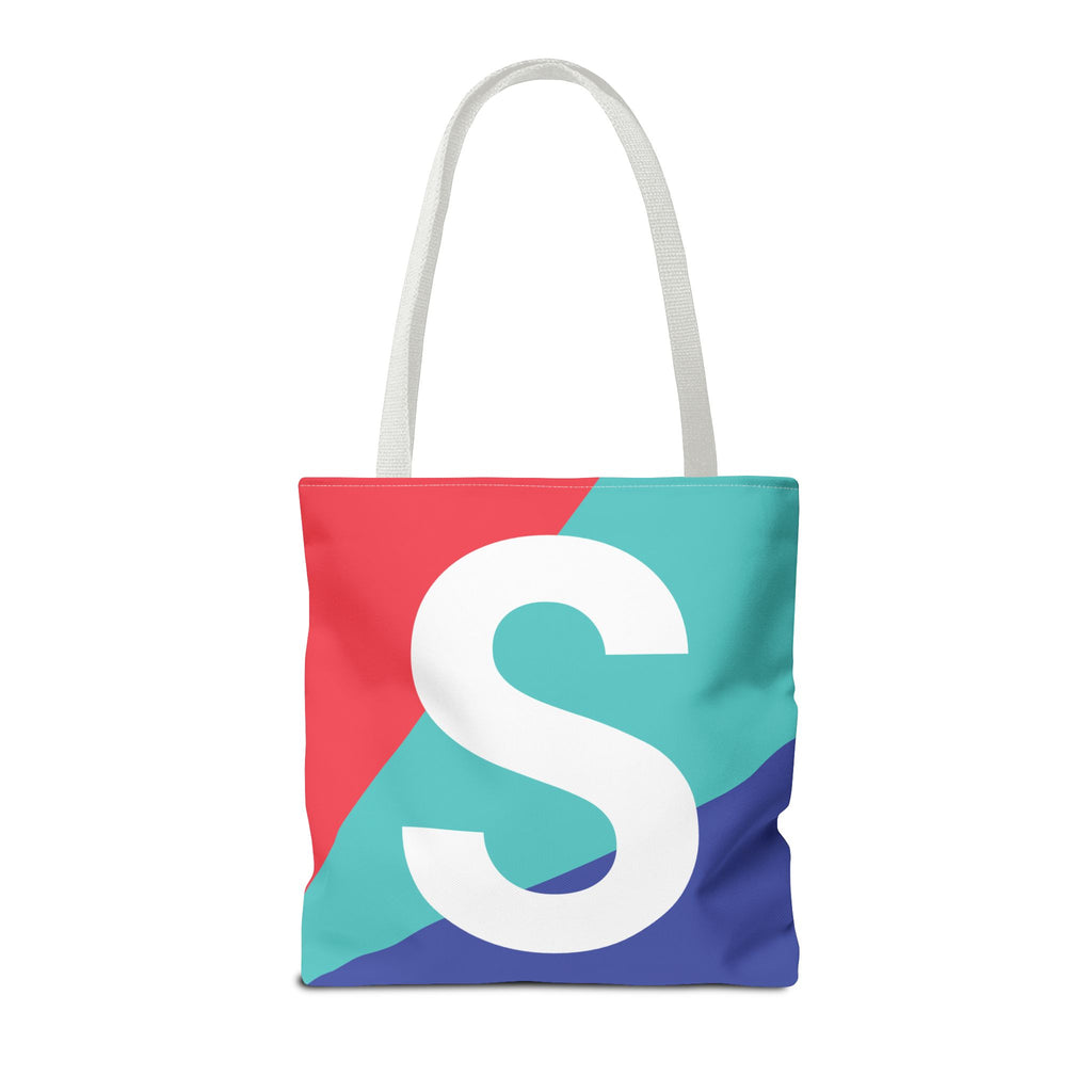 Monogram 'S' Colorblock Tote Bag — Personalized Initial S Shoulder Tote