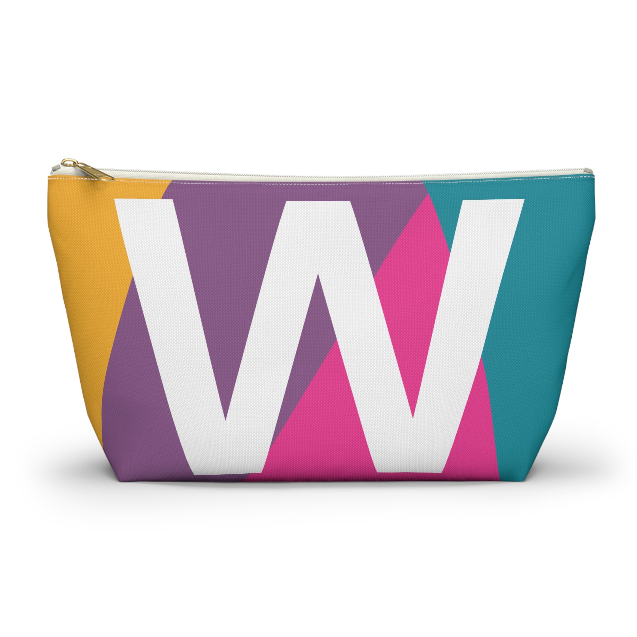 Initials Colorblock Accessory Pouch — Monogram W T-Bottom Cosmetic Bag