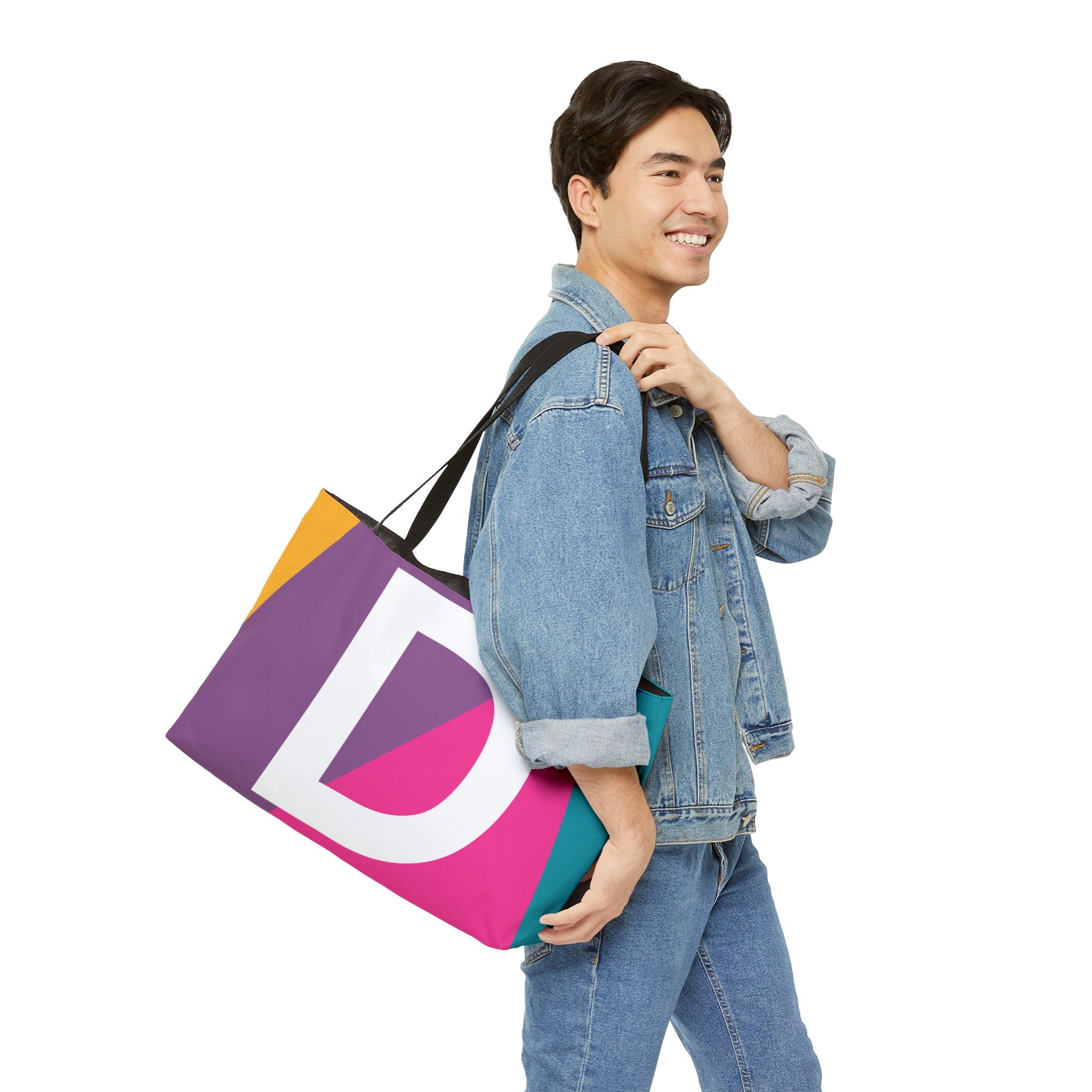 Personalized 'D' Colorblock Tote Bag — Monogram Weekender Tote