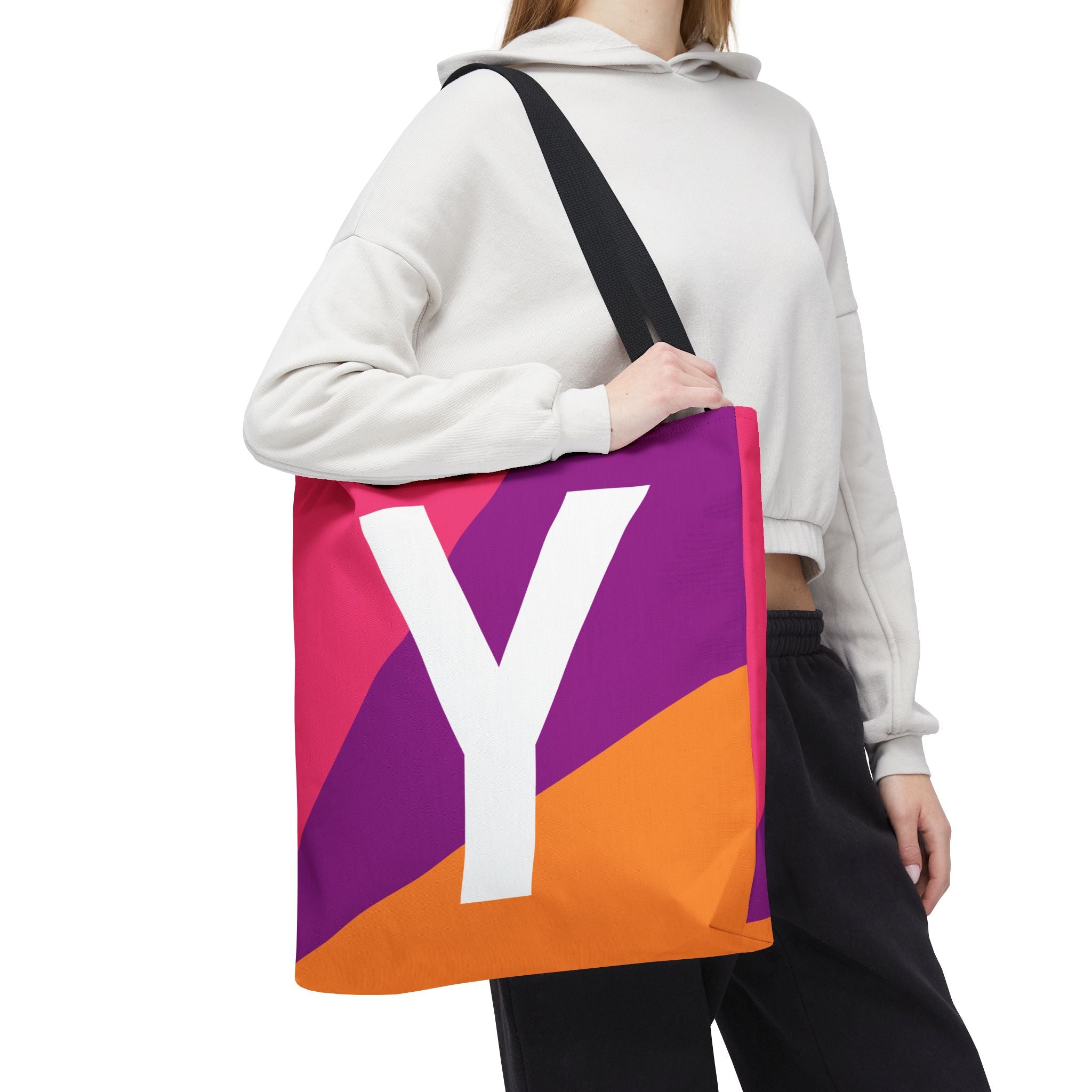 Monogram 'Y' Colorblock Tote Bag — Personalized Initial Y Shoulder Tote