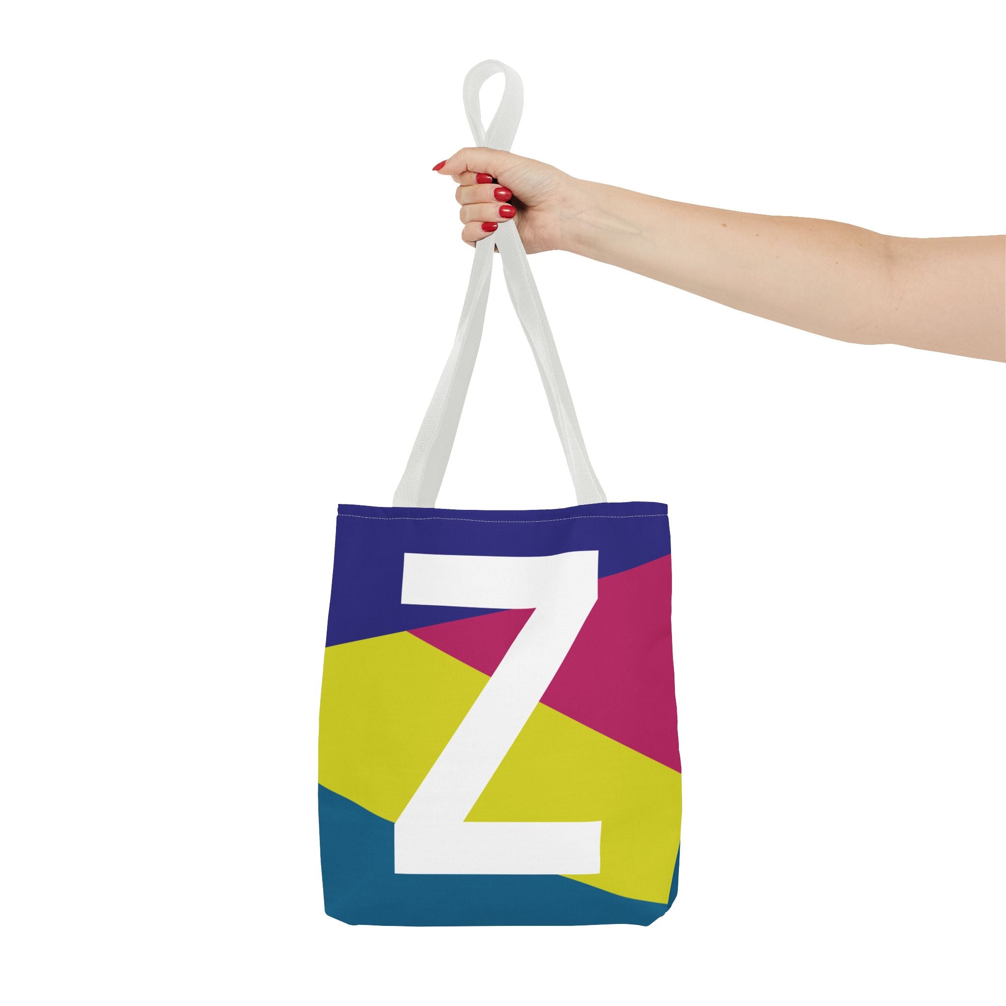 Monogram 'Z' Colorblock Tote Bag — Personalized Initial Z Shoulder Tote