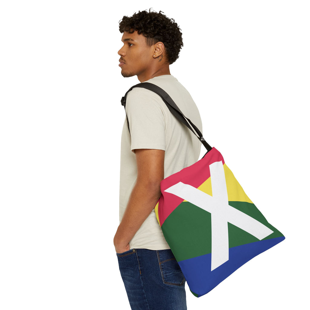 Initial Letter 'X' Colorblock Adjustable Tote Bag — Monogram Alphabet Shoulder Bag