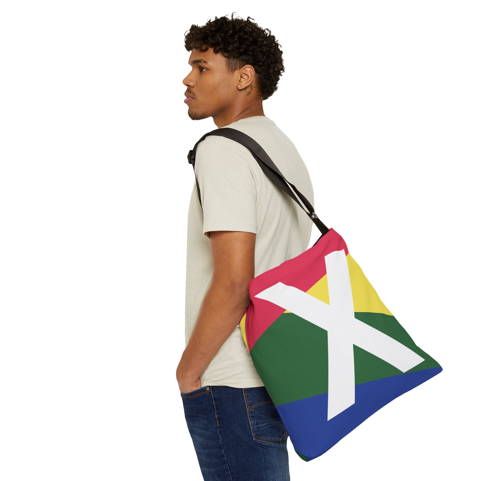 Initial Letter 'X' Colorblock Adjustable Tote Bag — Monogram Alphabet Shoulder Bag
