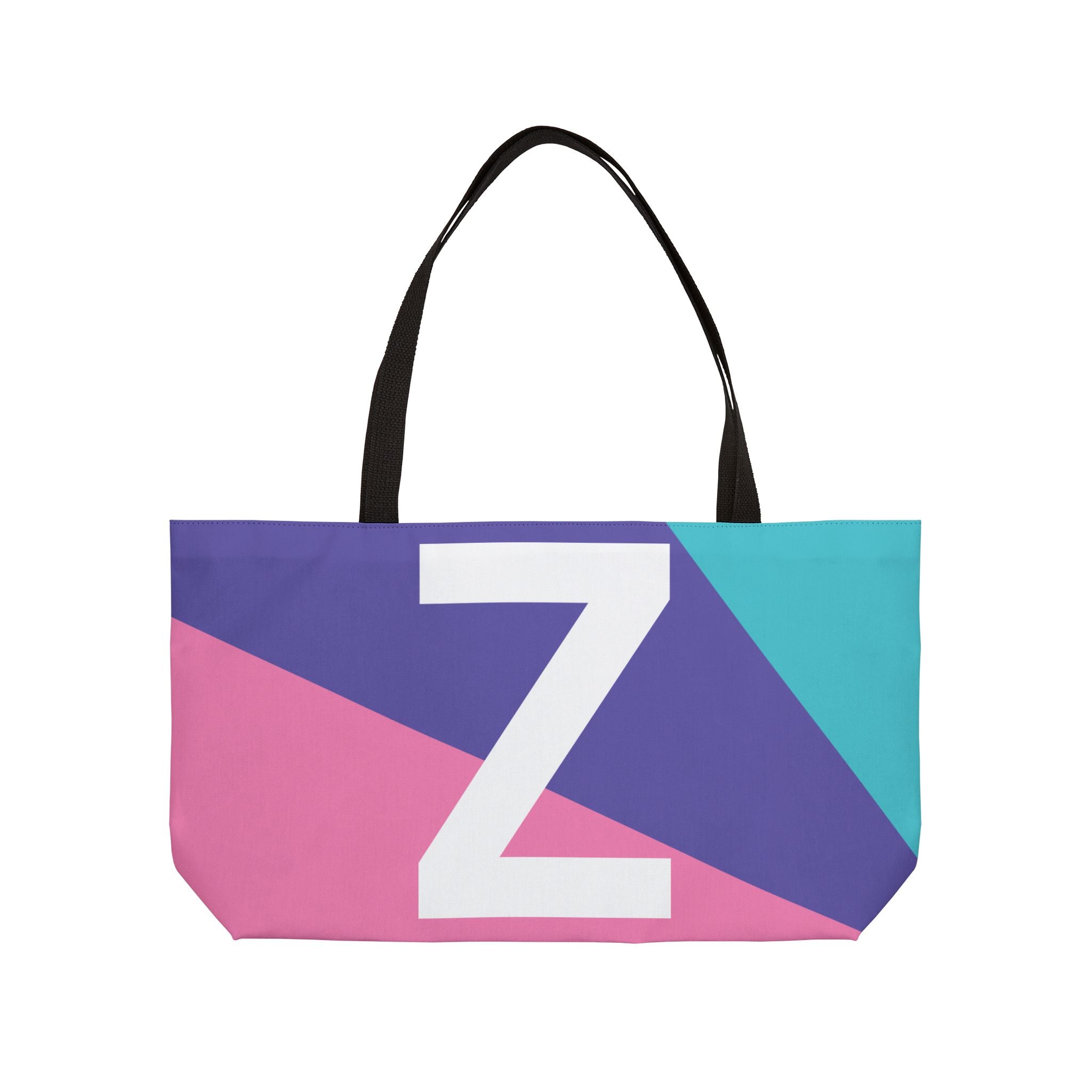 Personalized 'Z' Colorblock Tote Bag — Monogram Weekender Tote