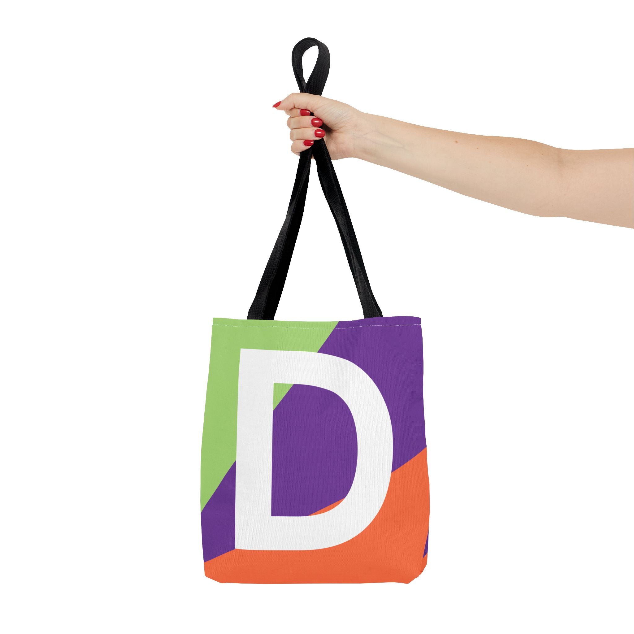 Monogram 'D' Colorblock Tote Bag — Personalized Initial D Shoulder Tote