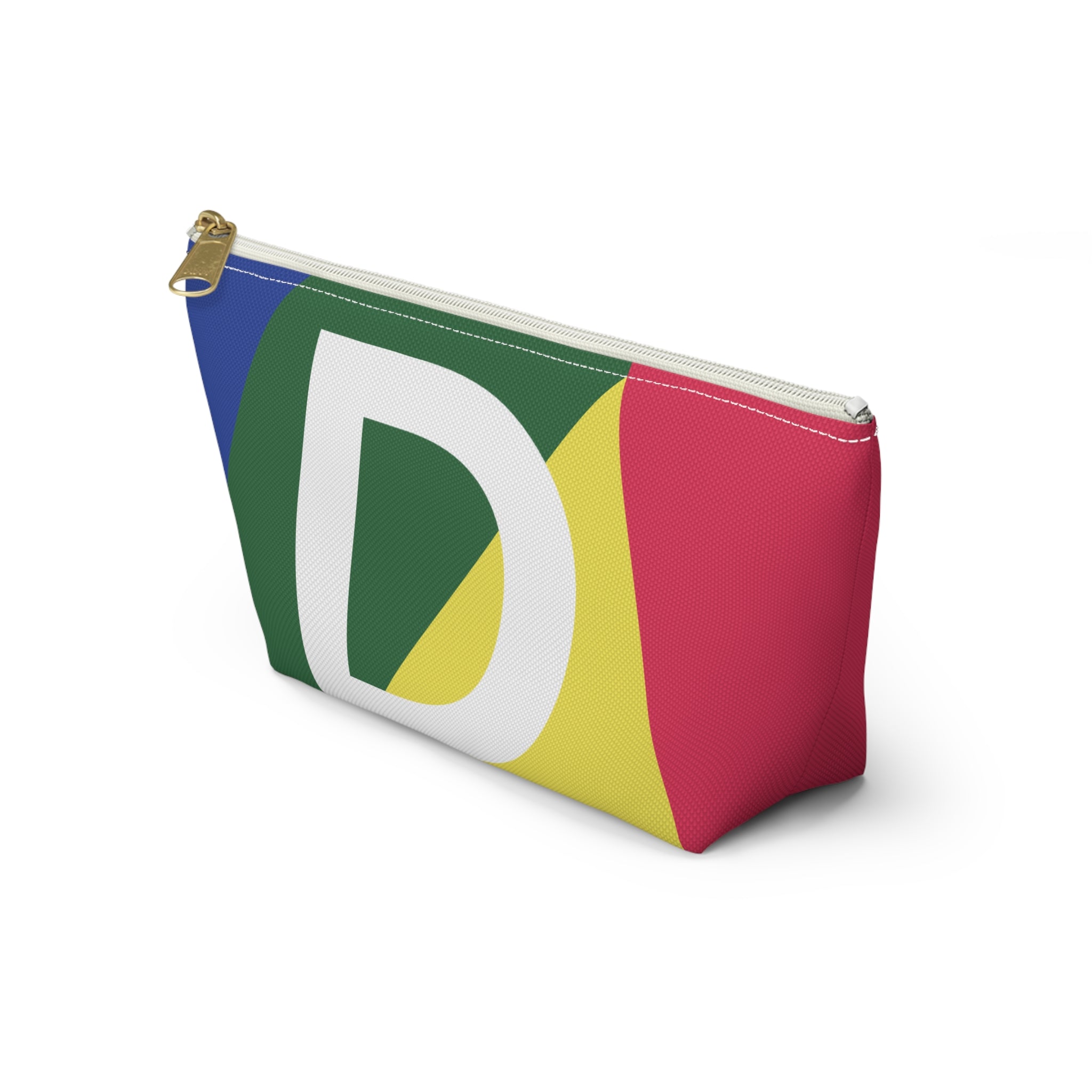 Initials Colorblock Accessory Pouch — Monogram D T-Bottom Cosmetic Bag