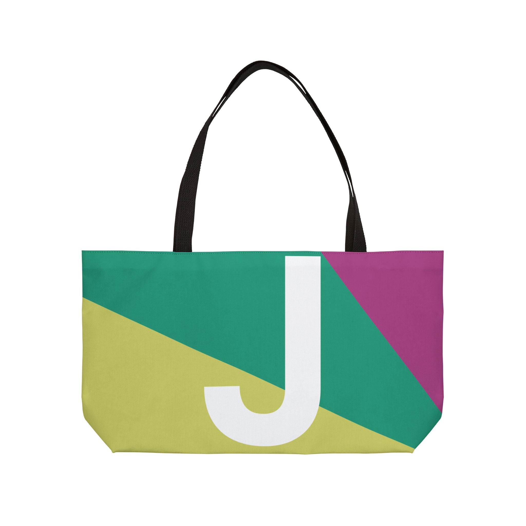 Personalized 'J' Colorblock Tote Bag — Monogram Weekender Tote