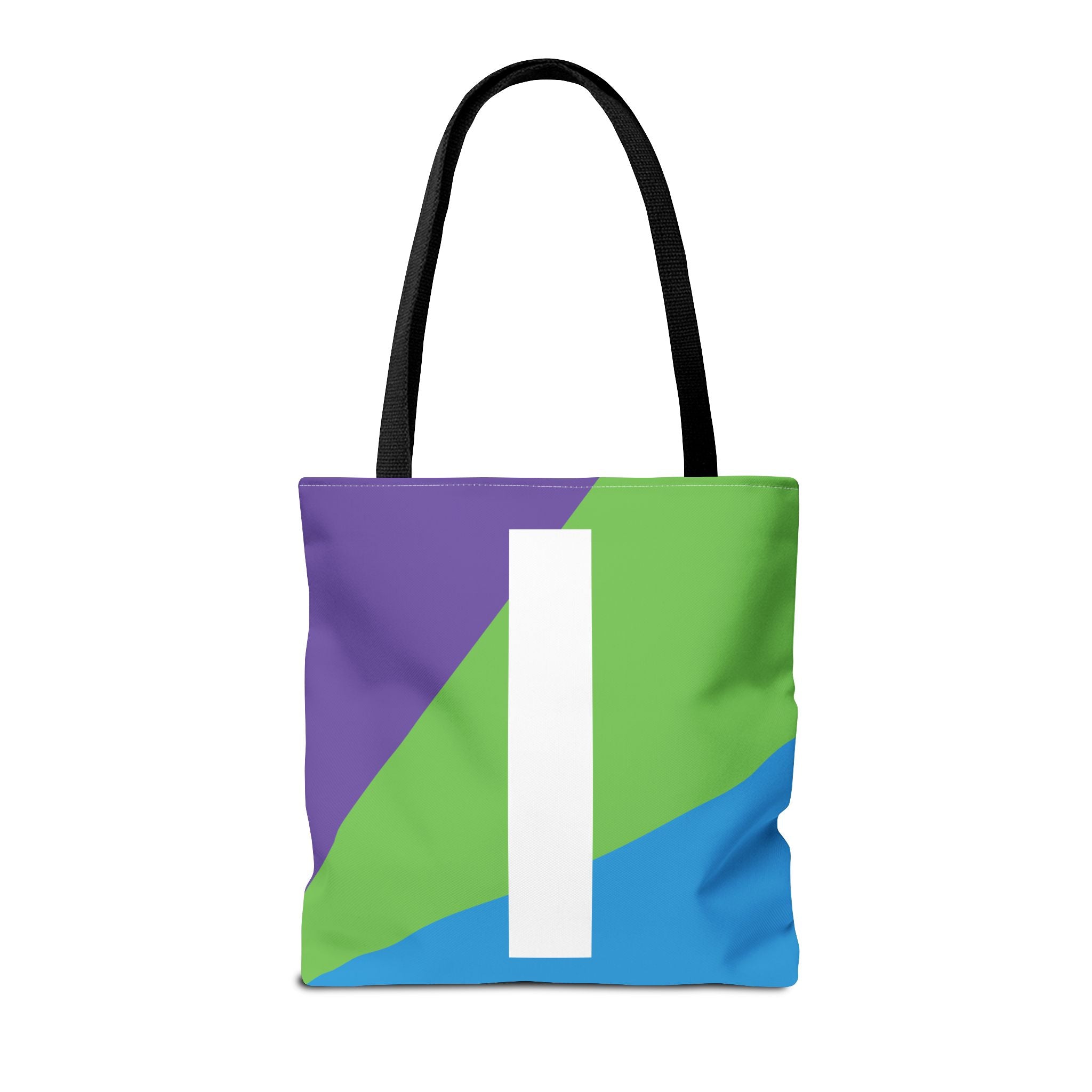 Monogram 'I' Colorblock Tote Bag — Personalized Initial I Shoulder Tote