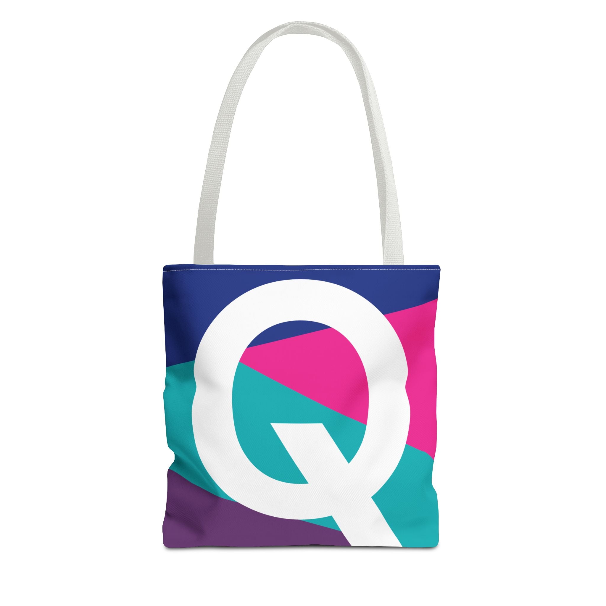 Monogram 'Q' Colorblock Tote Bag — Personalized Initial Q Shoulder Tote