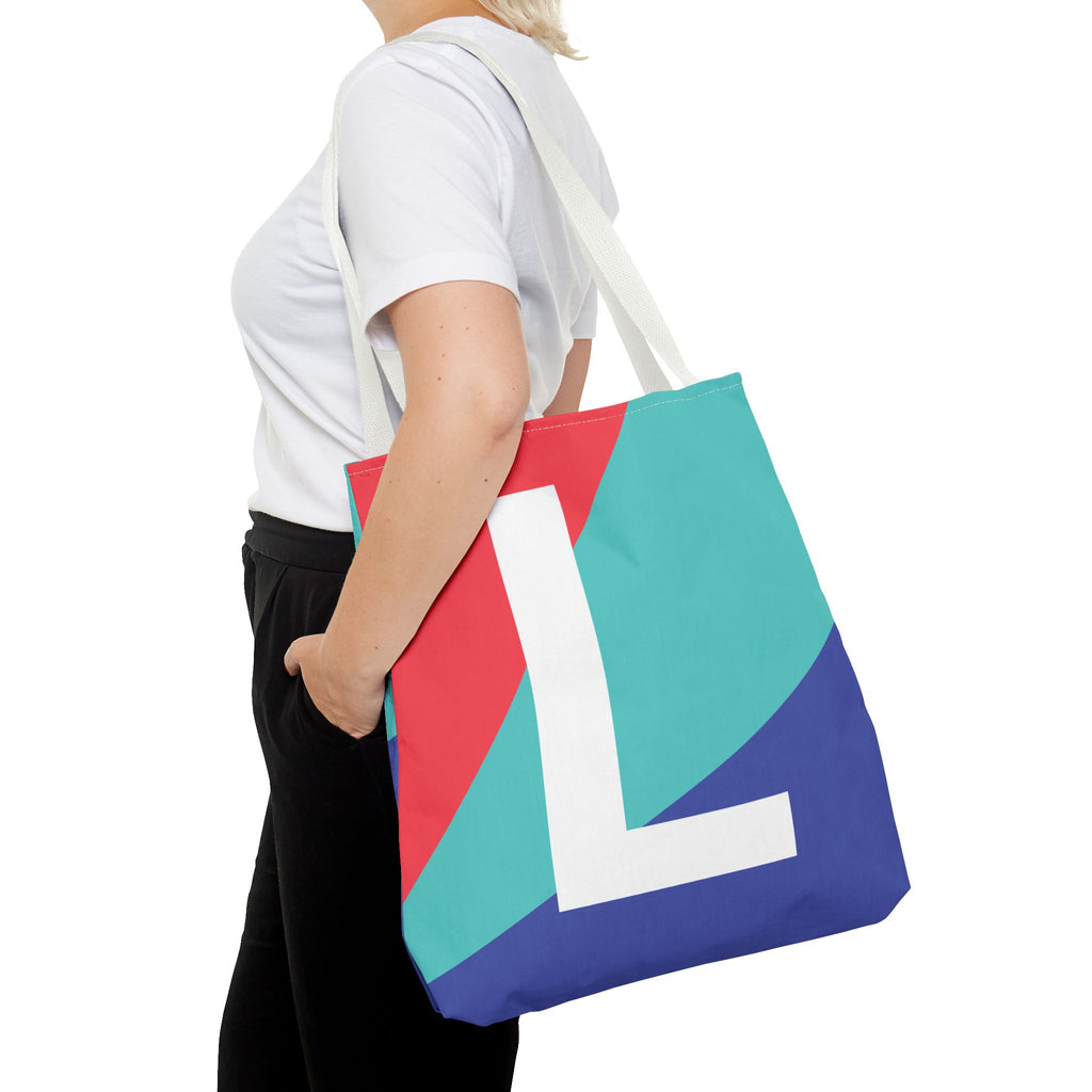 Monogram 'L' Colorblock Tote Bag — Personalized Initial L Shoulder Tote