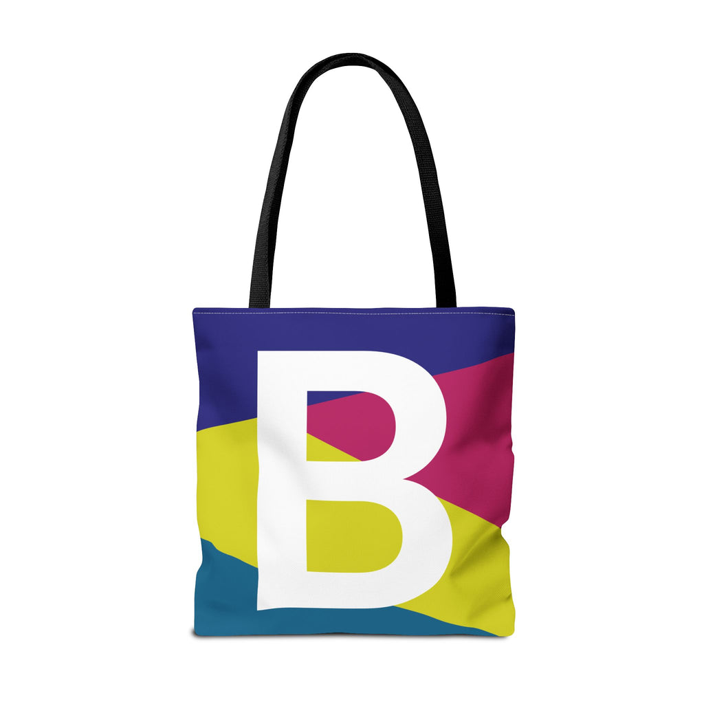 Monogram 'B' Colorblock Tote Bag — Personalized Initial B Shoulder Tote