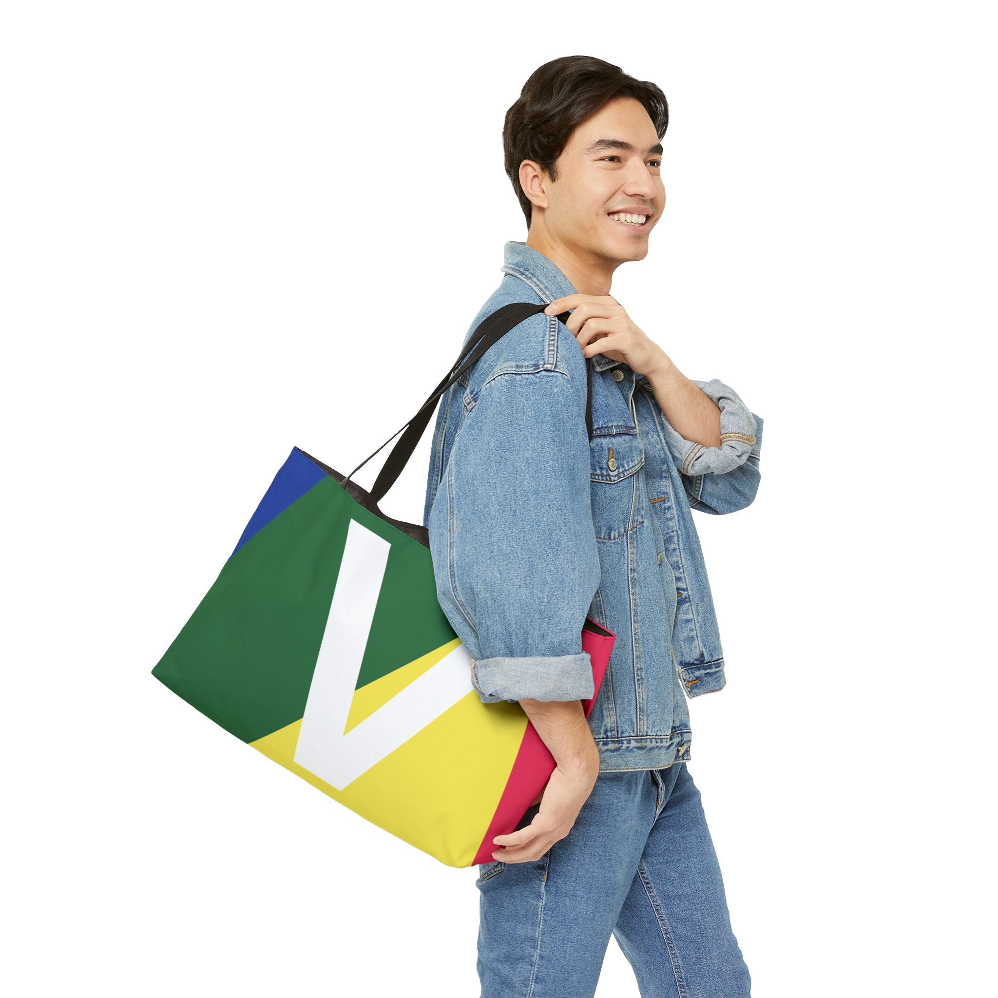 Personalized 'V' Colorblock Tote Bag — Monogram Weekender Tote