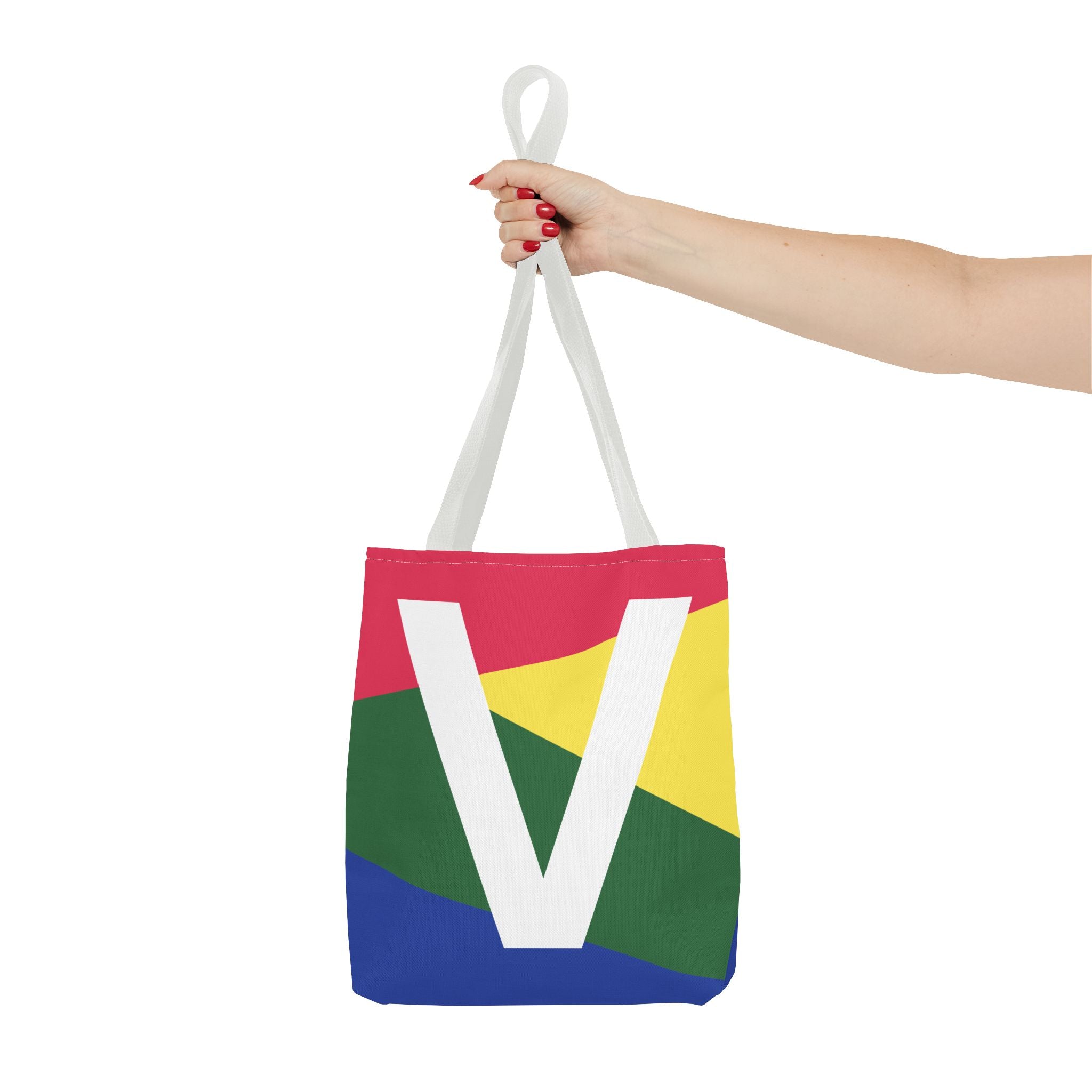 Monogram 'V' Colorblock Tote Bag — Personalized Initial V Shoulder Tote