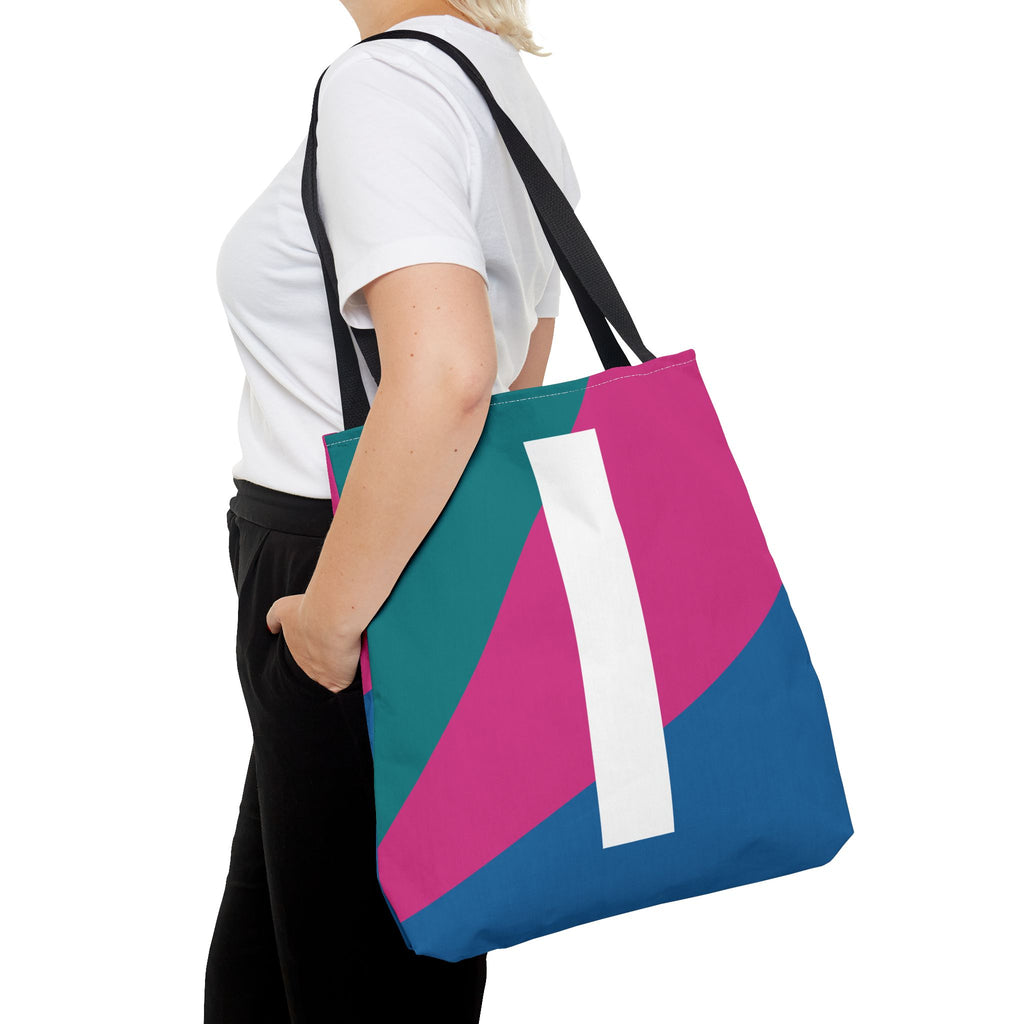 Monogram 'I' Colorblock Tote Bag — Personalized Initial I Shoulder Tote