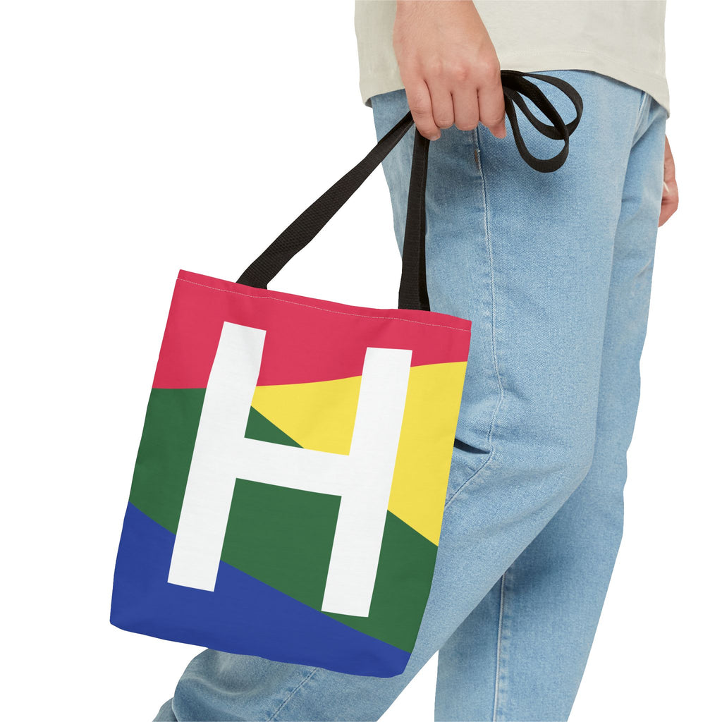 Monogram 'H' Colorblock Tote Bag — Personalized Initial H Shoulder Tote