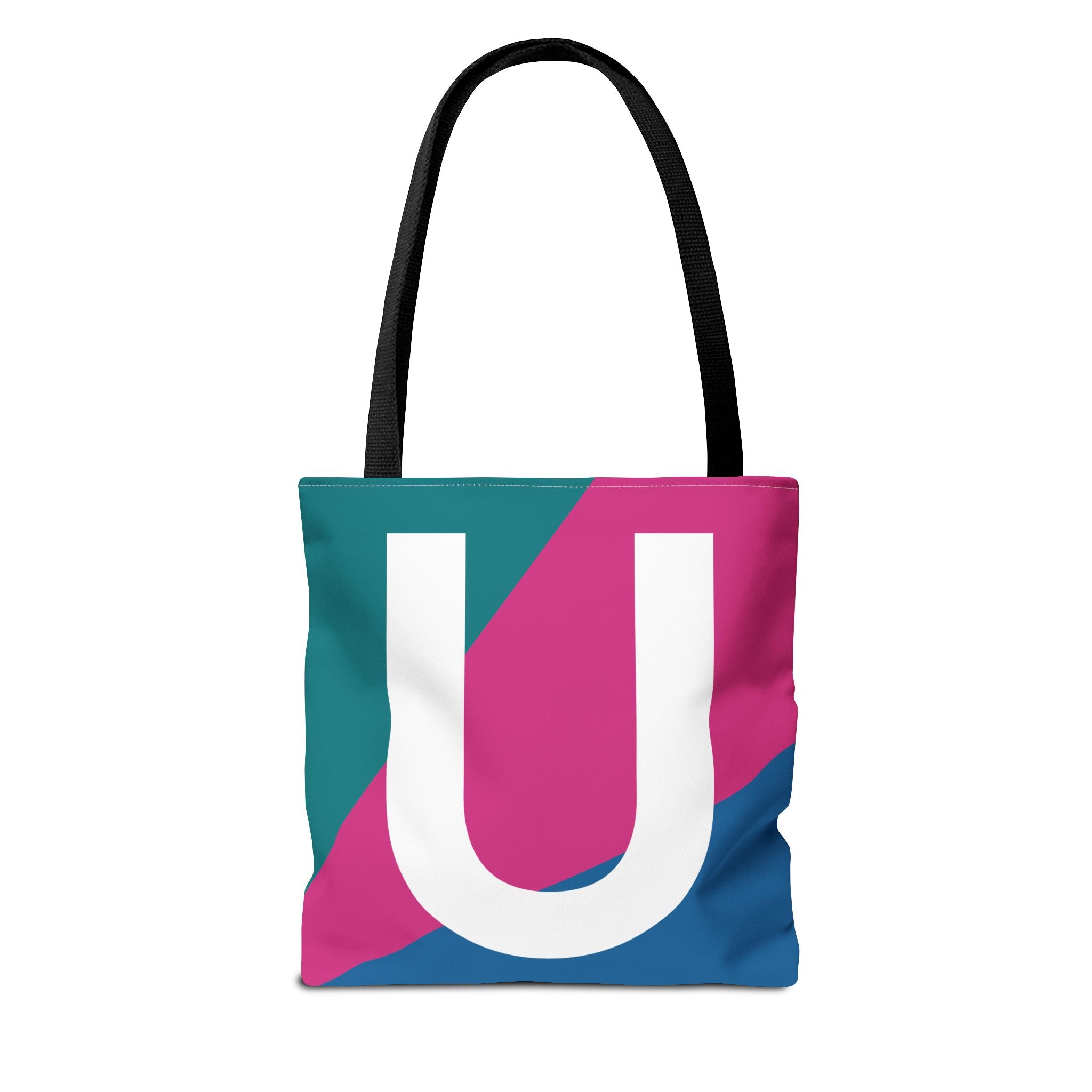 Monogram 'U' Colorblock Tote Bag — Personalized Initial U Shoulder Tote