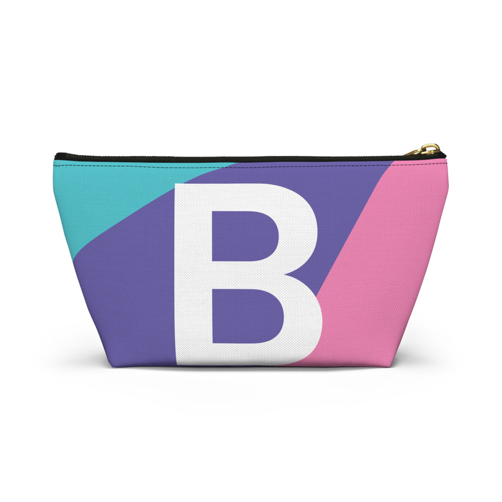 Initials Colorblock Accessory Pouch — Monogram B T-Bottom Cosmetic Bag