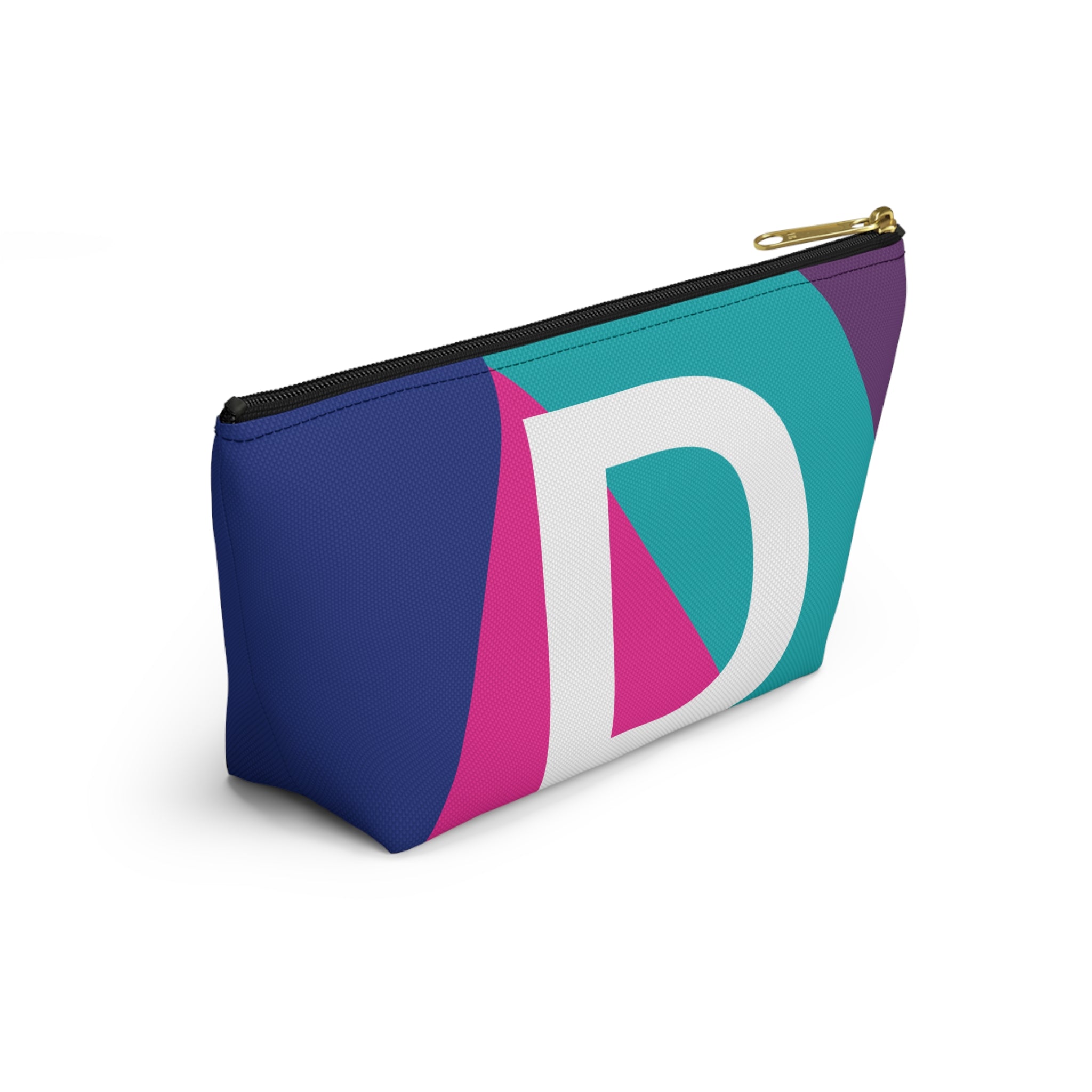 Initials Colorblock Accessory Pouch — Monogram D T-Bottom Cosmetic Bag