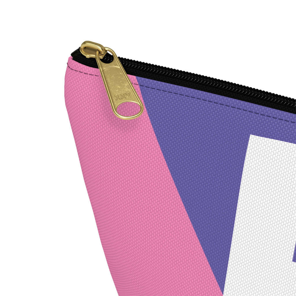 Initials Colorblock Accessory Pouch — Monogram F T-Bottom Cosmetic Bag
