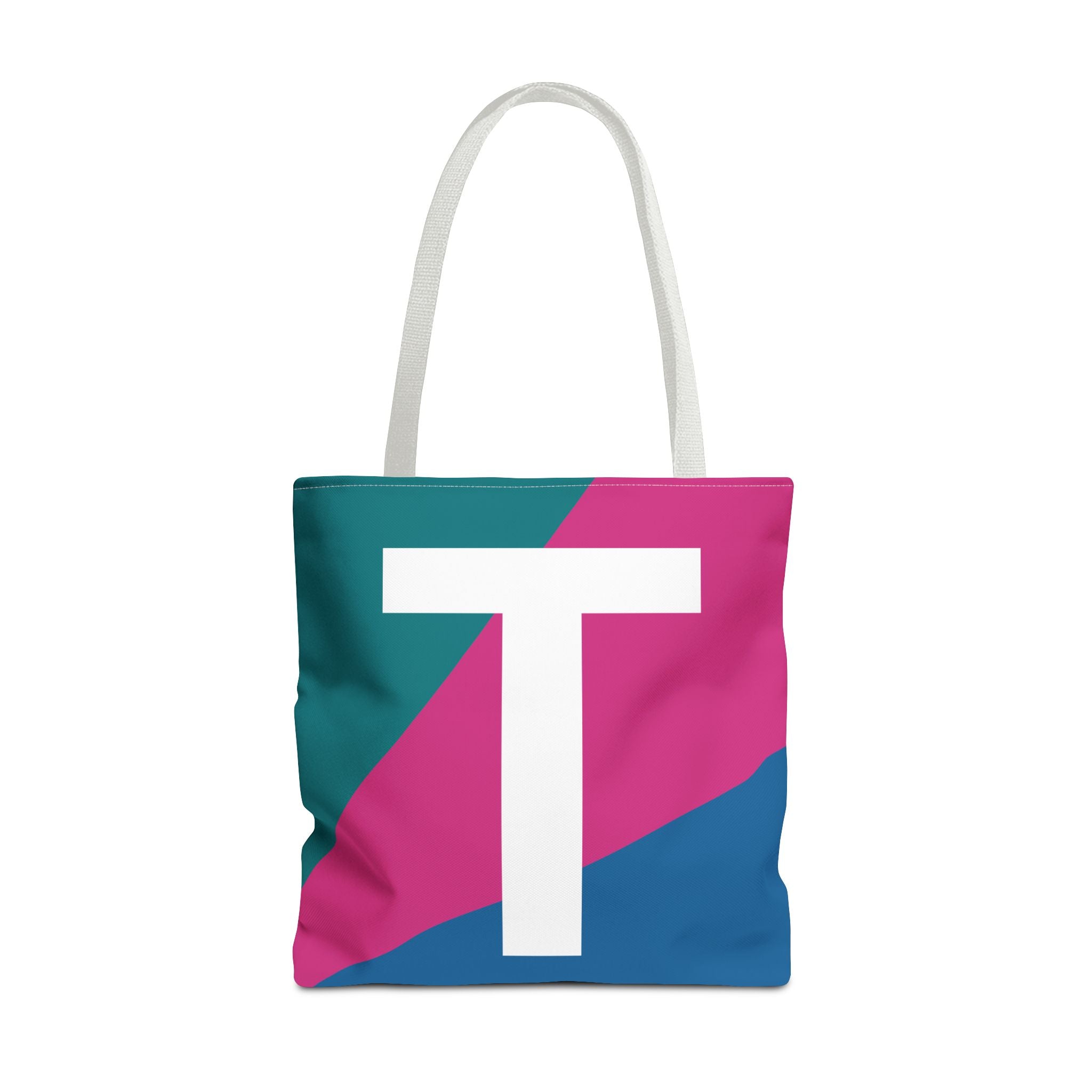 Monogram 'T' Colorblock Tote Bag — Personalized Initial T Shoulder Tote