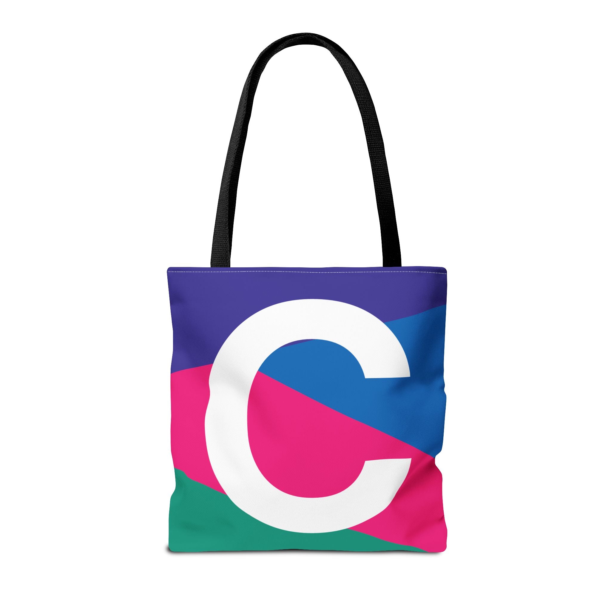 Monogram 'C' Colorblock Tote Bag — Personalized Initial C Shoulder Tote