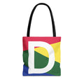 Monogram 'D' Colorblock Tote Bag — Personalized Initial D Shoulder Tote