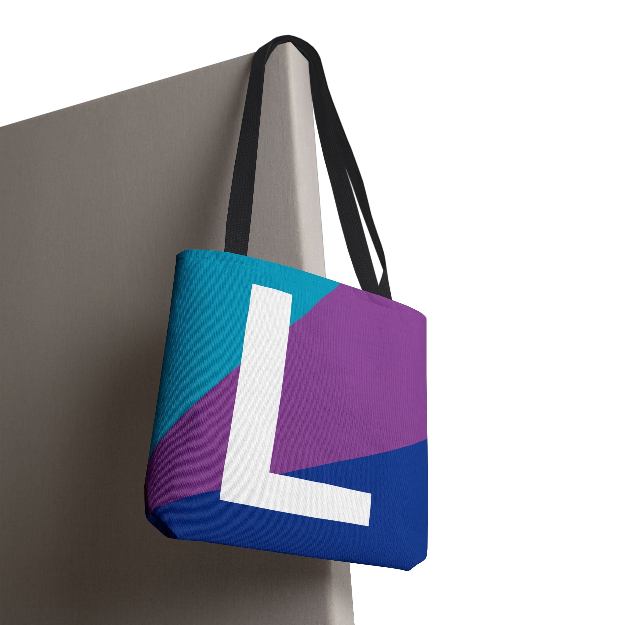 Monogram 'L' Colorblock Tote Bag — Personalized Initial L Shoulder Tote