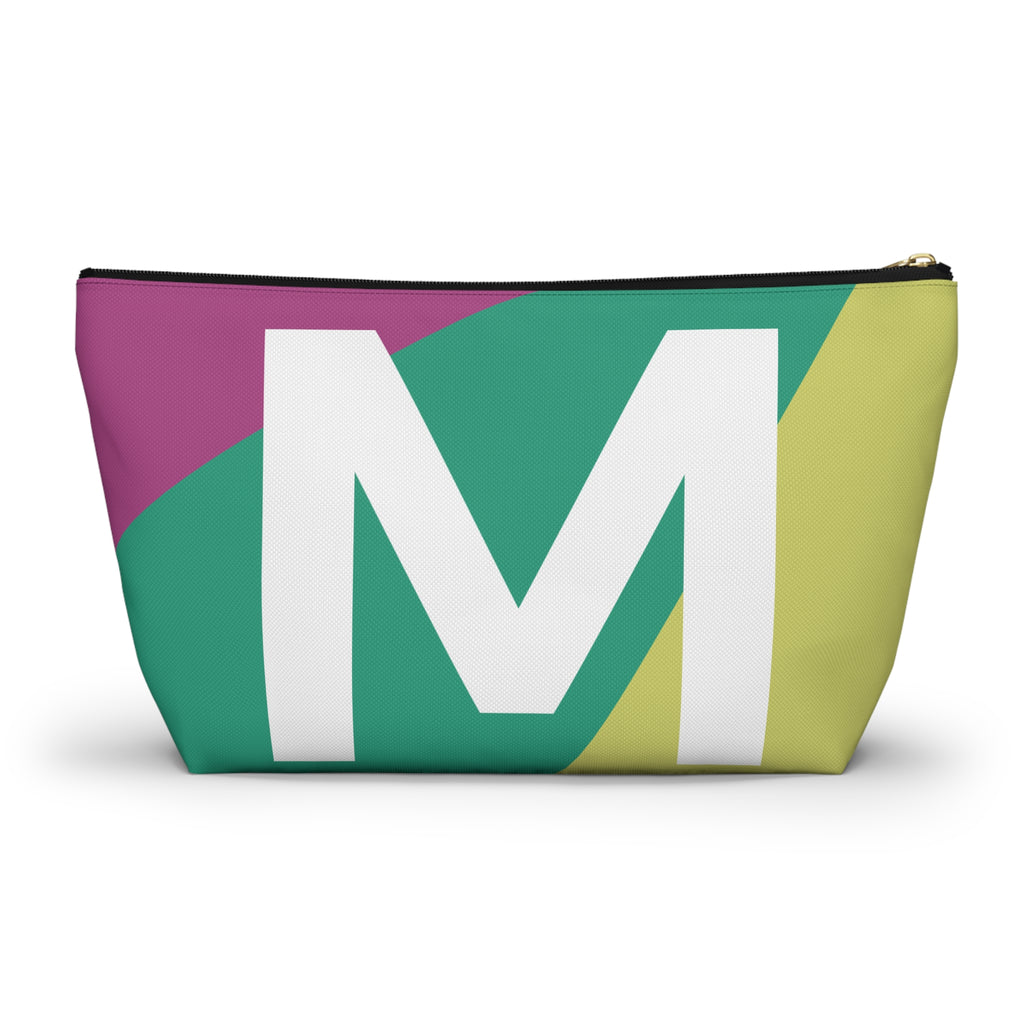Initials Colorblock Accessory Pouch — Monogram M T-Bottom Cosmetic Bag