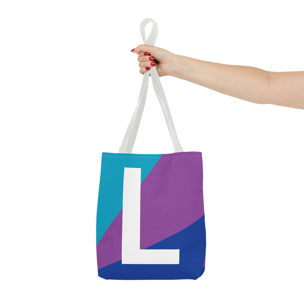 Monogram 'L' Colorblock Tote Bag — Personalized Initial L Shoulder Tote