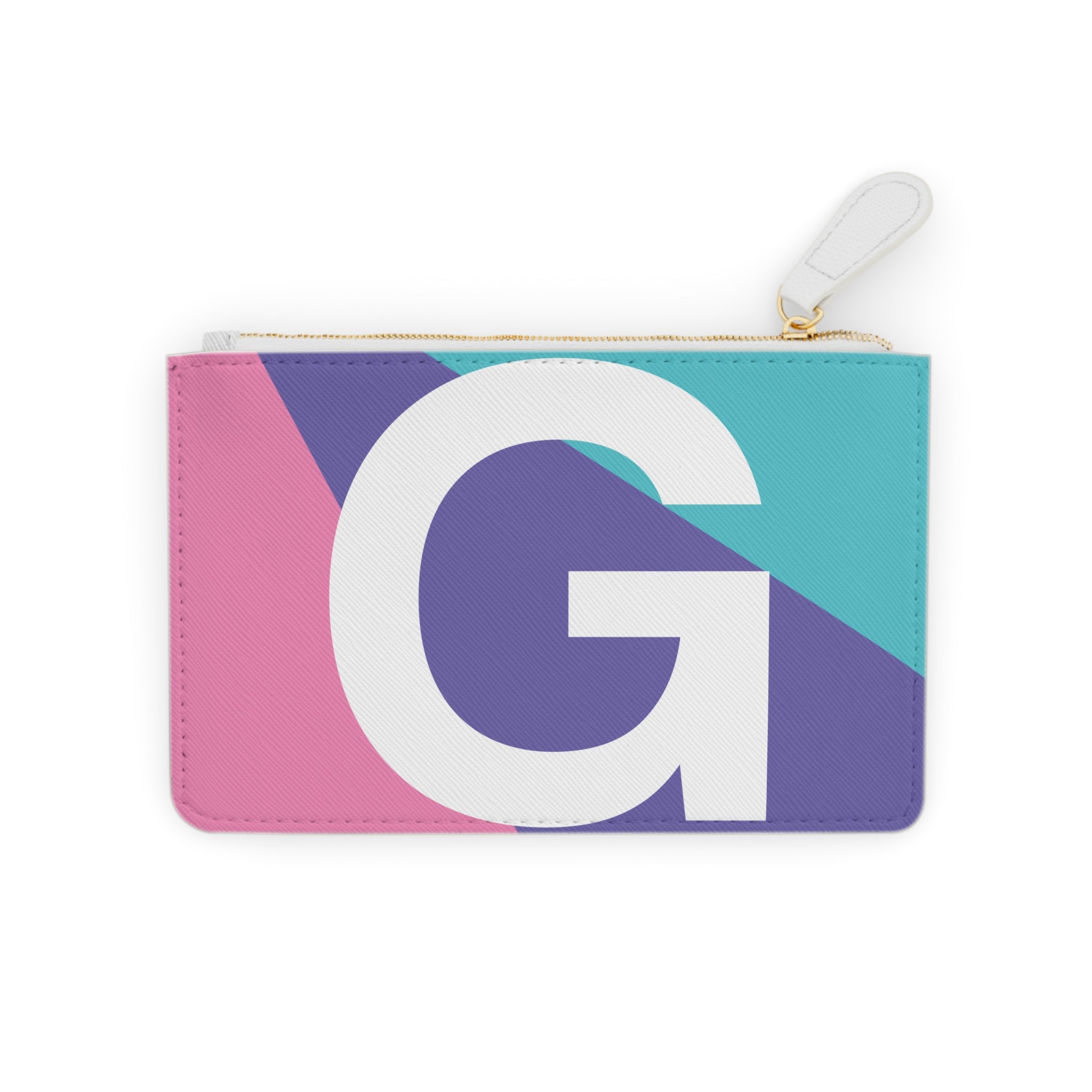 Initial G Mini Clutch — Colorblock Monogram Wristlet Wallet