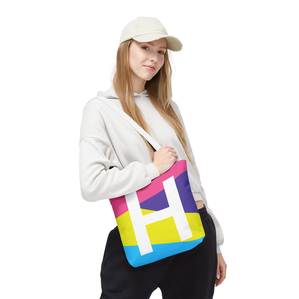 Monogram 'H' Colorblock Tote Bag — Personalized Initial H Shoulder Tote