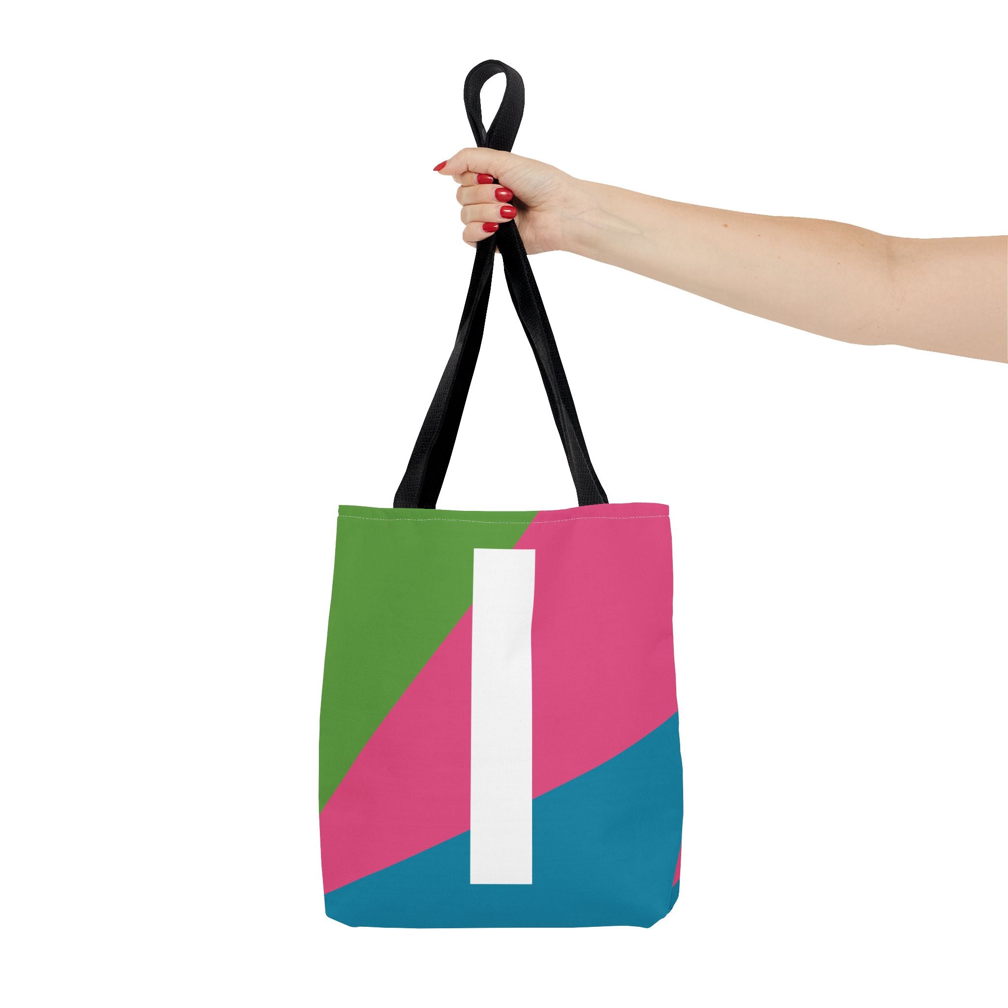 Monogram 'I' Colorblock Tote Bag — Personalized Initial I Shoulder Tote