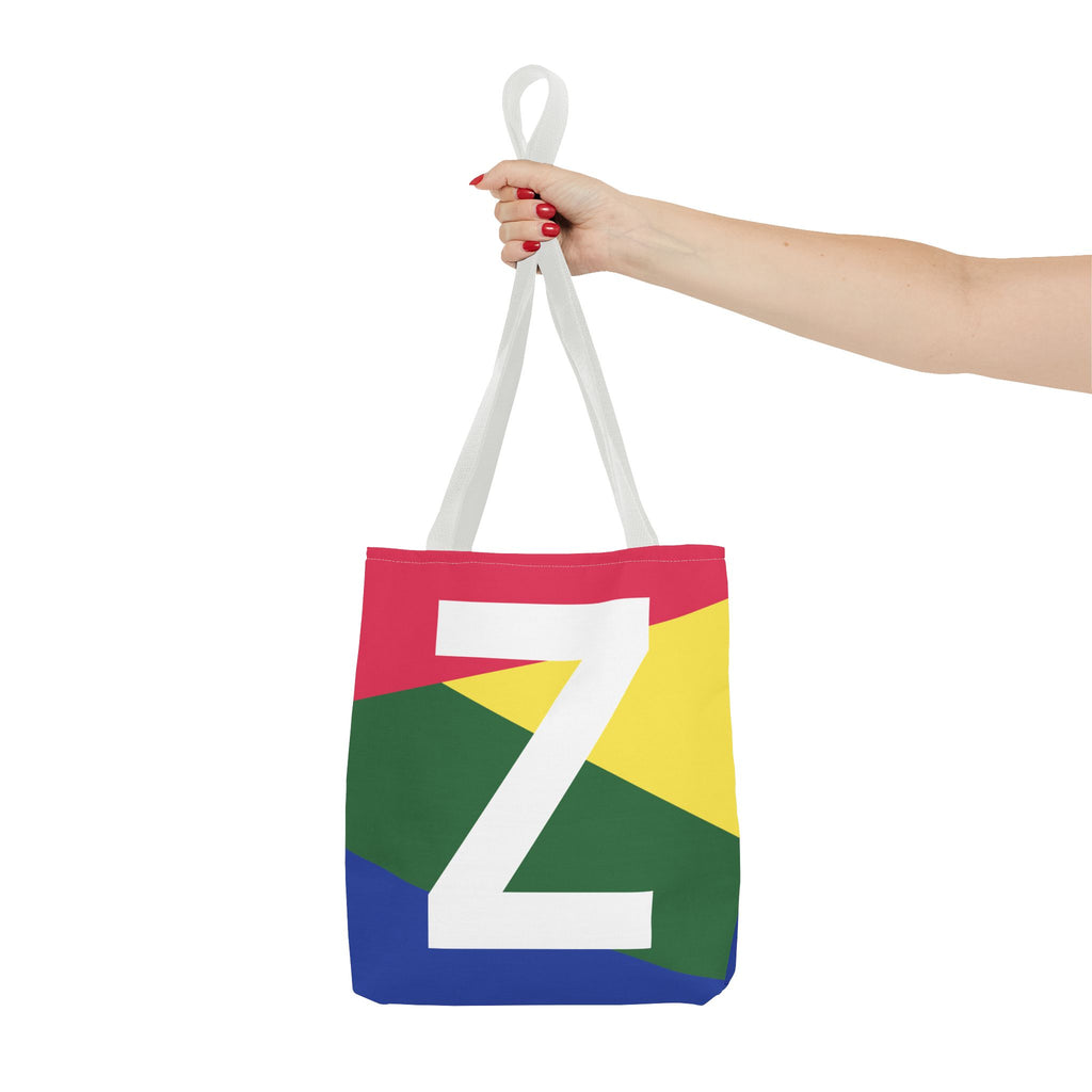 Monogram 'Z' Colorblock Tote Bag — Personalized Initial Z Shoulder Tote