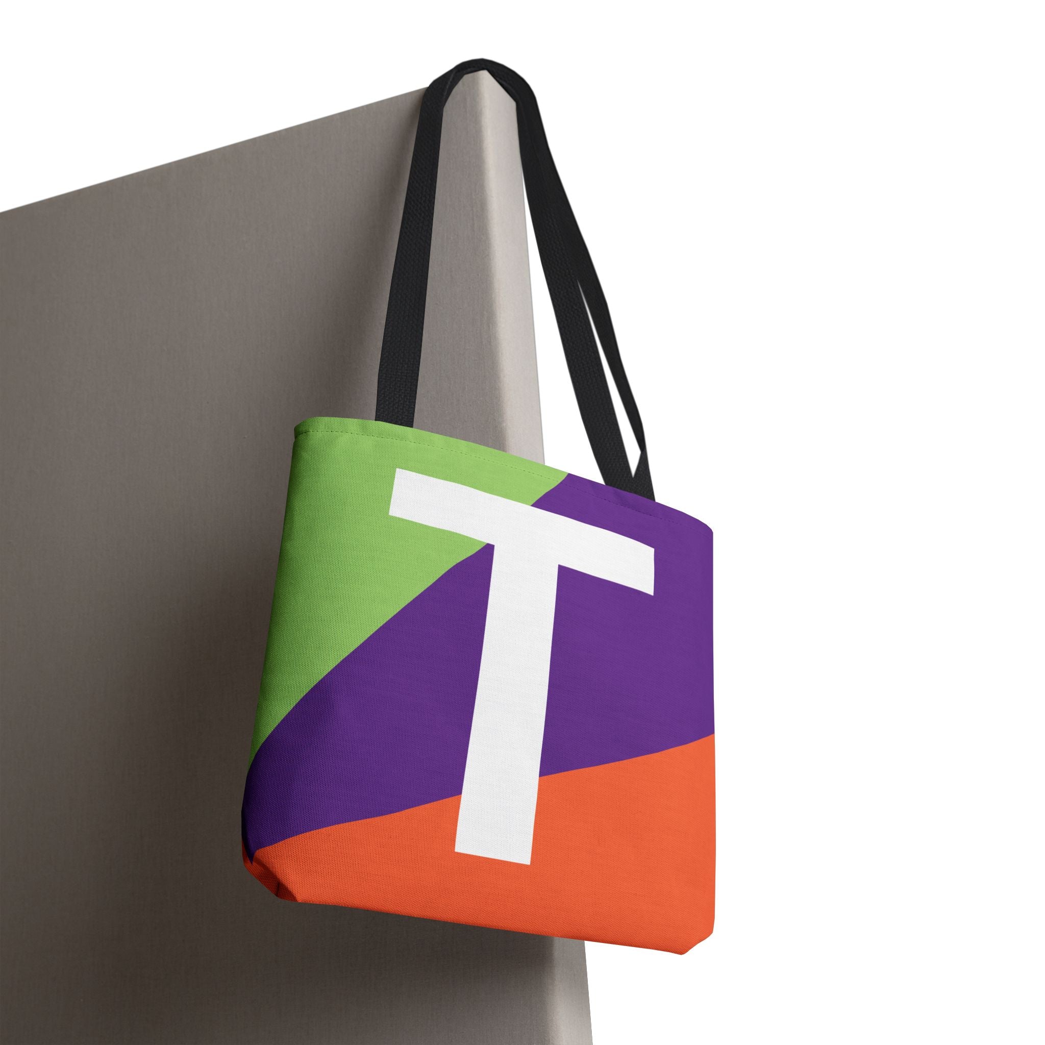 Monogram 'T' Colorblock Tote Bag — Personalized Initial T Shoulder Tote