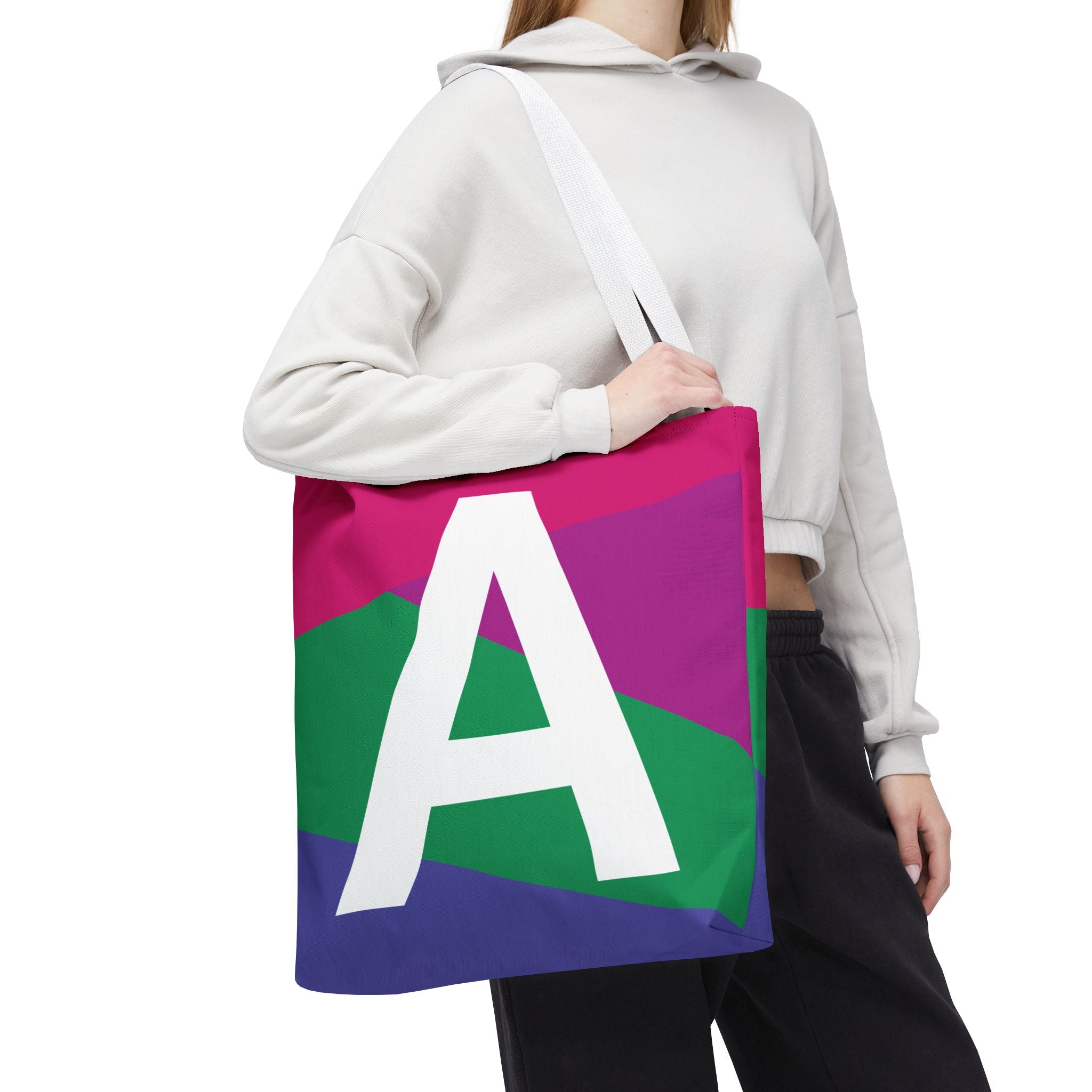 Monogram 'A' Colorblock Tote Bag — Personalized Initial A Shoulder Tote