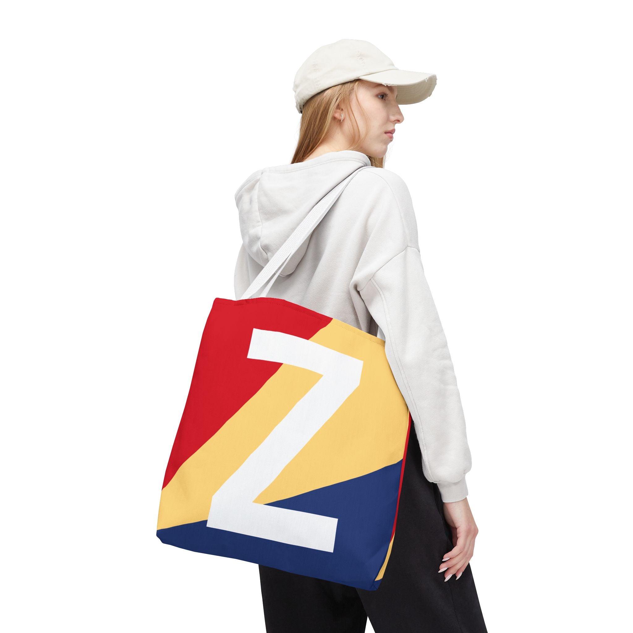 Monogram 'Z' Colorblock Tote Bag — Personalized Initial Z Shoulder Tote
