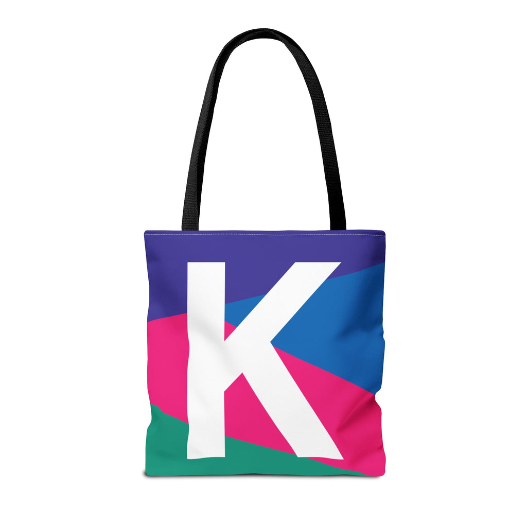 Monogram 'K' Colorblock Tote Bag — Personalized Initial K Shoulder Tote