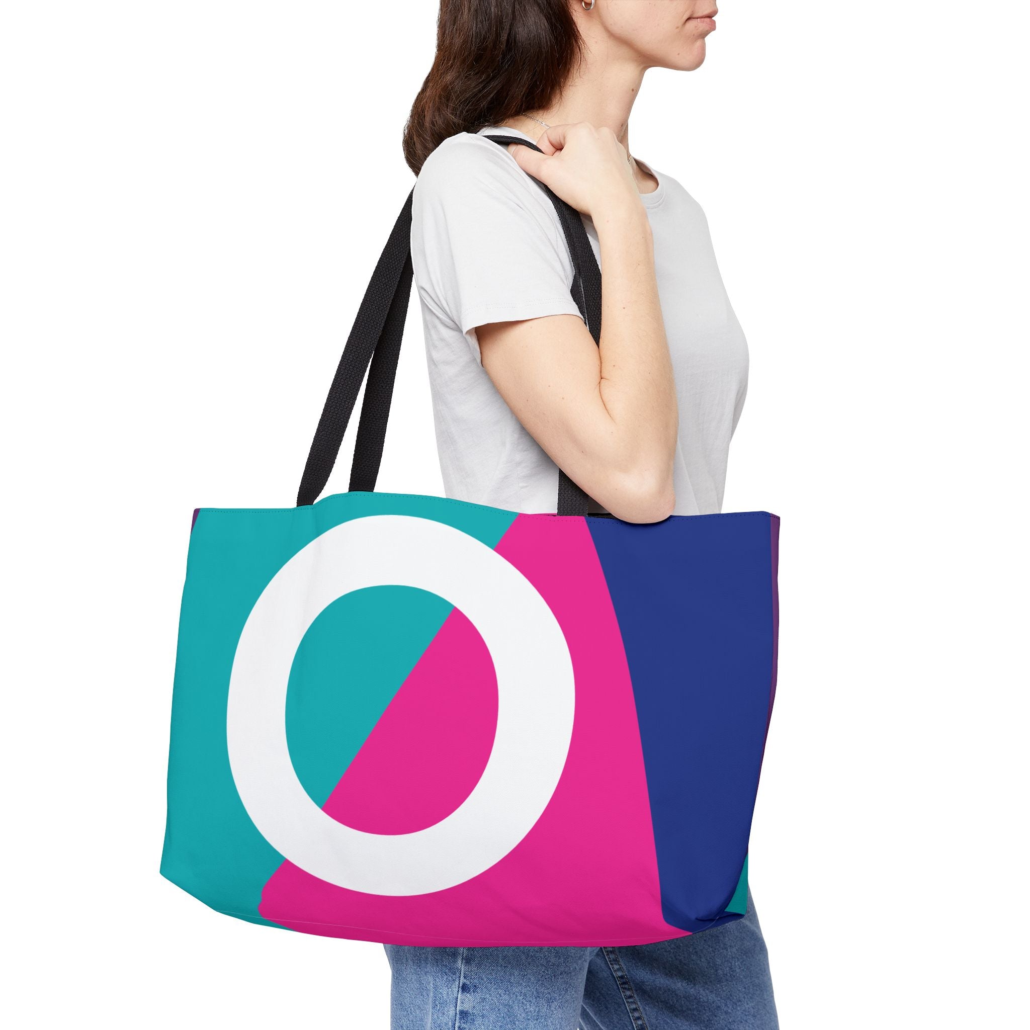 Personalized 'O' Colorblock Tote Bag — Monogram Weekender Tote