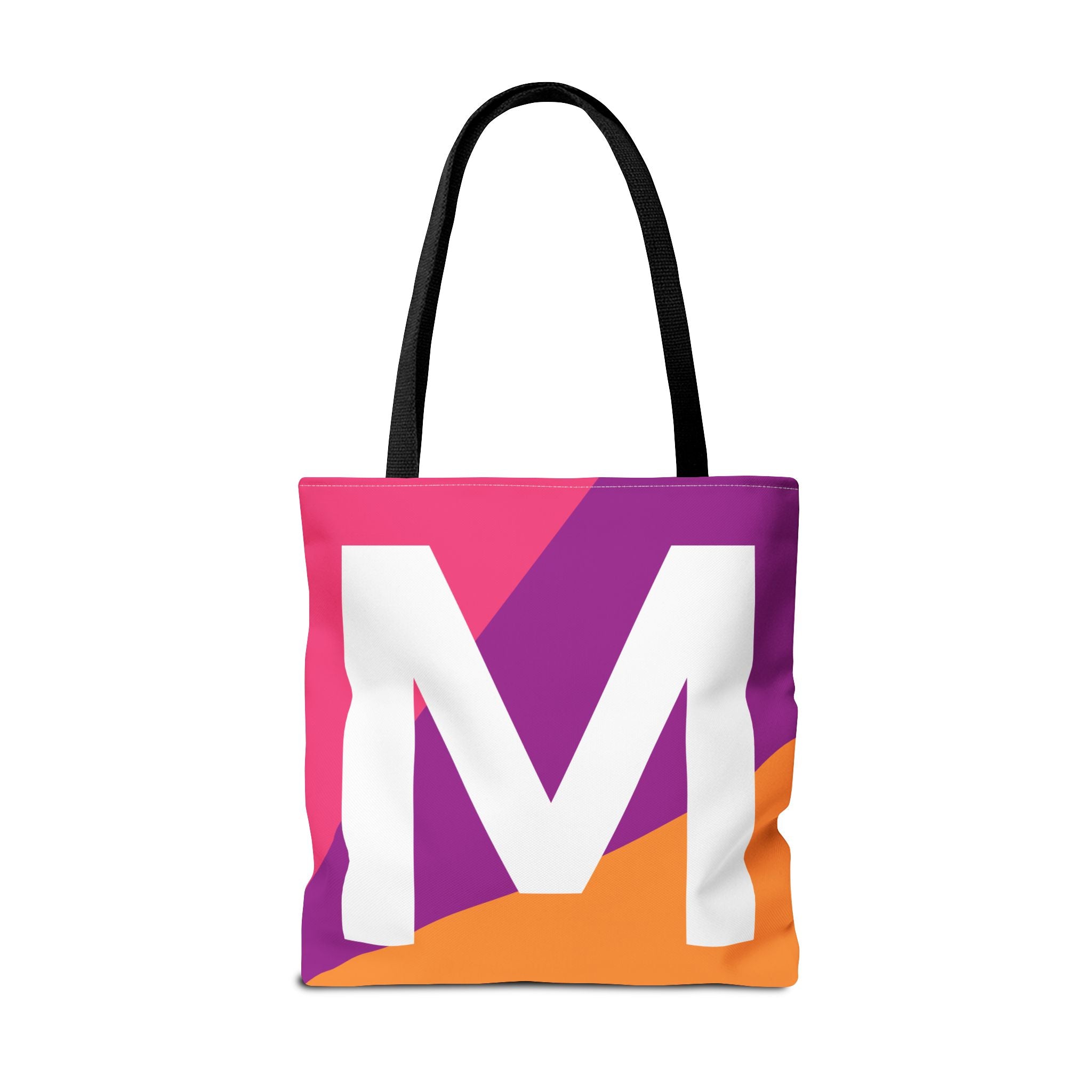 Monogram 'M' Colorblock Tote Bag — Personalized Initial M Shoulder Tote