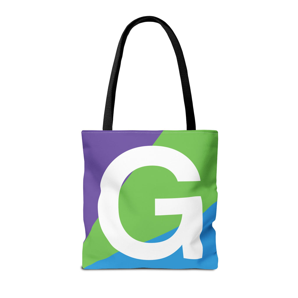Monogram 'G' Colorblock Tote Bag — Personalized Initial G Shoulder Tote