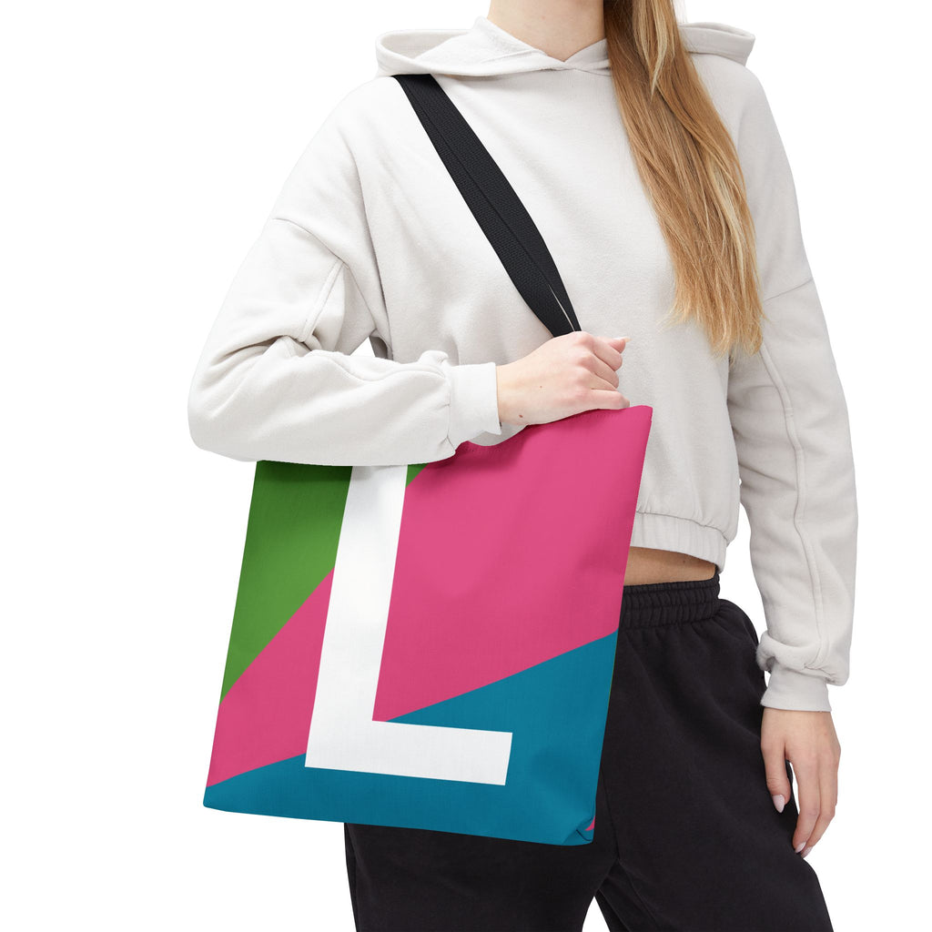 Monogram 'L' Colorblock Tote Bag — Personalized Initial L Shoulder Tote