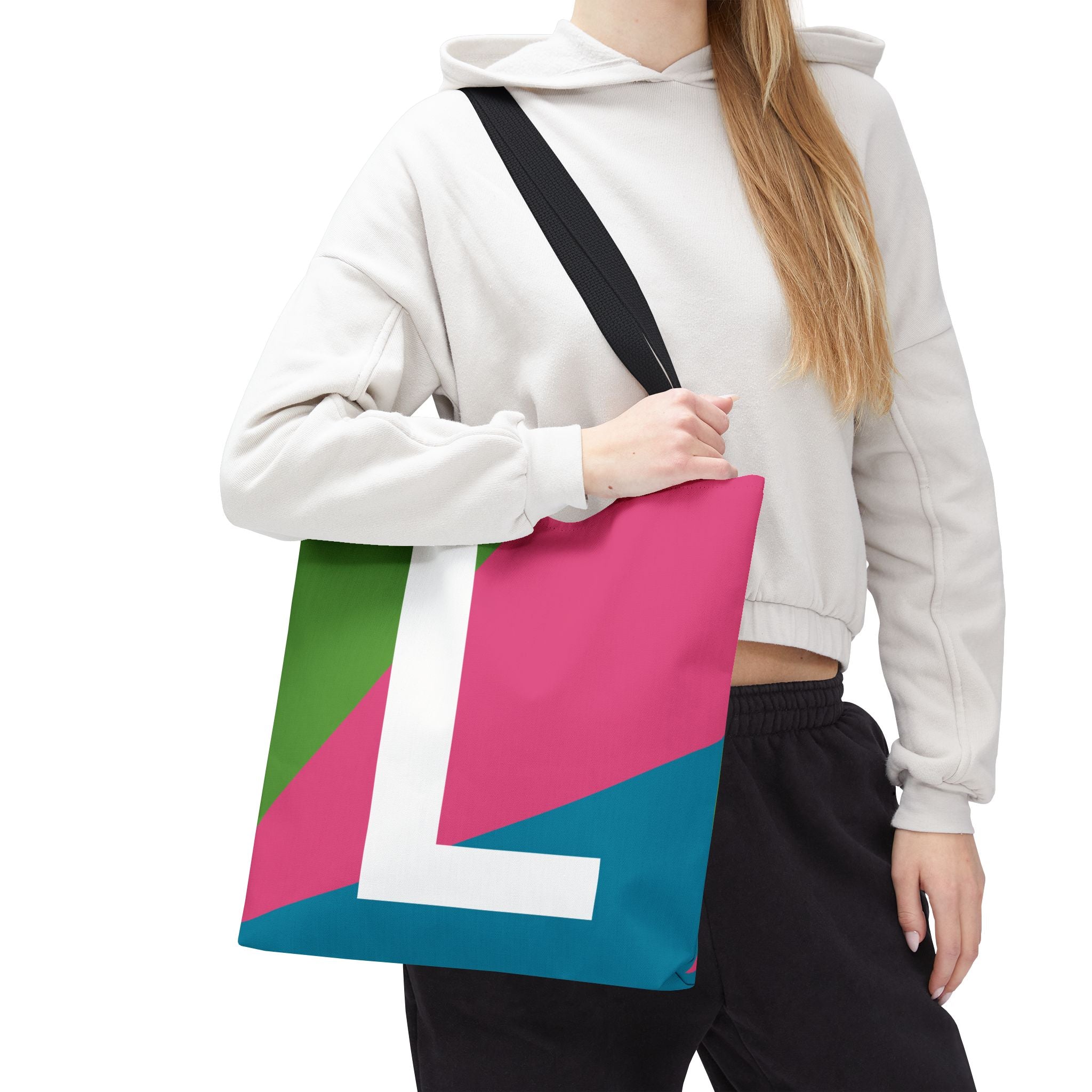 Monogram 'L' Colorblock Tote Bag — Personalized Initial L Shoulder Tote