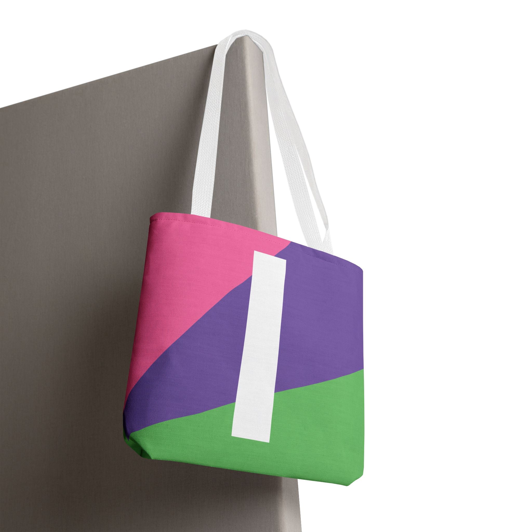 Monogram 'I' Colorblock Tote Bag — Personalized Initial I Shoulder Tote