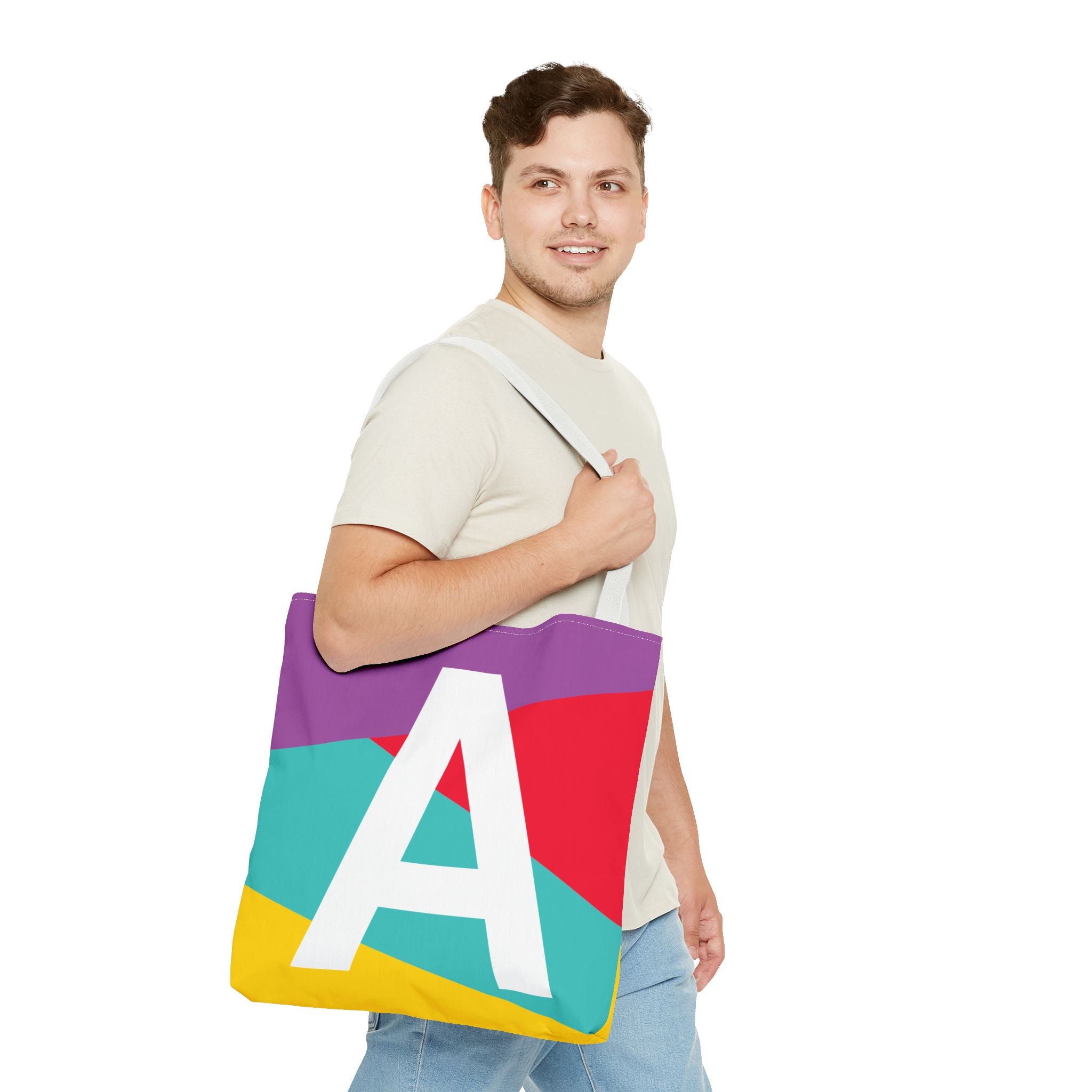Monogram 'A' Colorblock Tote Bag — Personalized Initial A Shoulder Tote