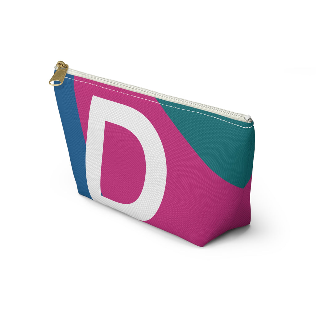 Initials Colorblock Accessory Pouch — Monogram D T-Bottom Cosmetic Bag